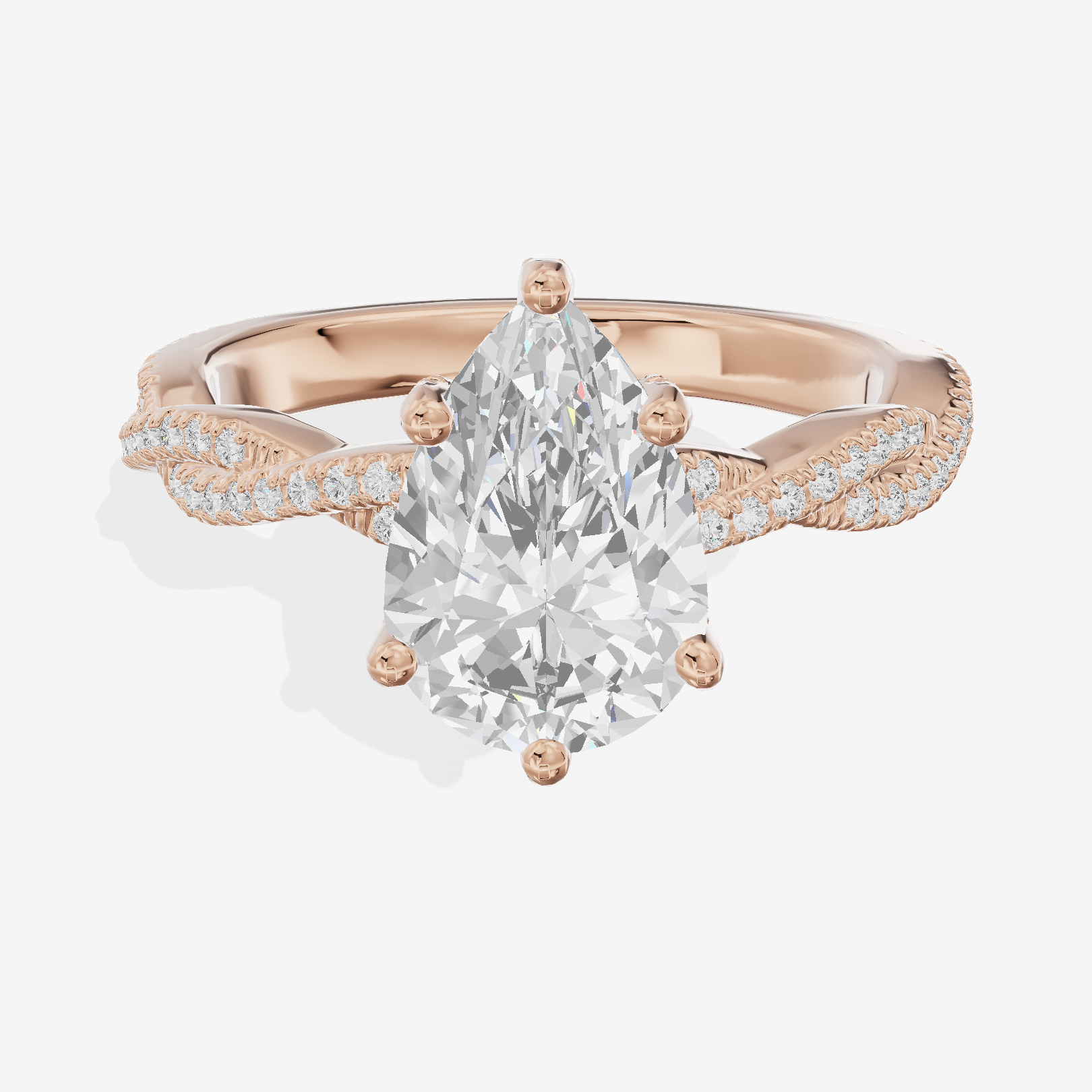 Luxe Twine Pear Twisted Engagement Ring (1/3 ct. tw.) in 18K Rose Gold