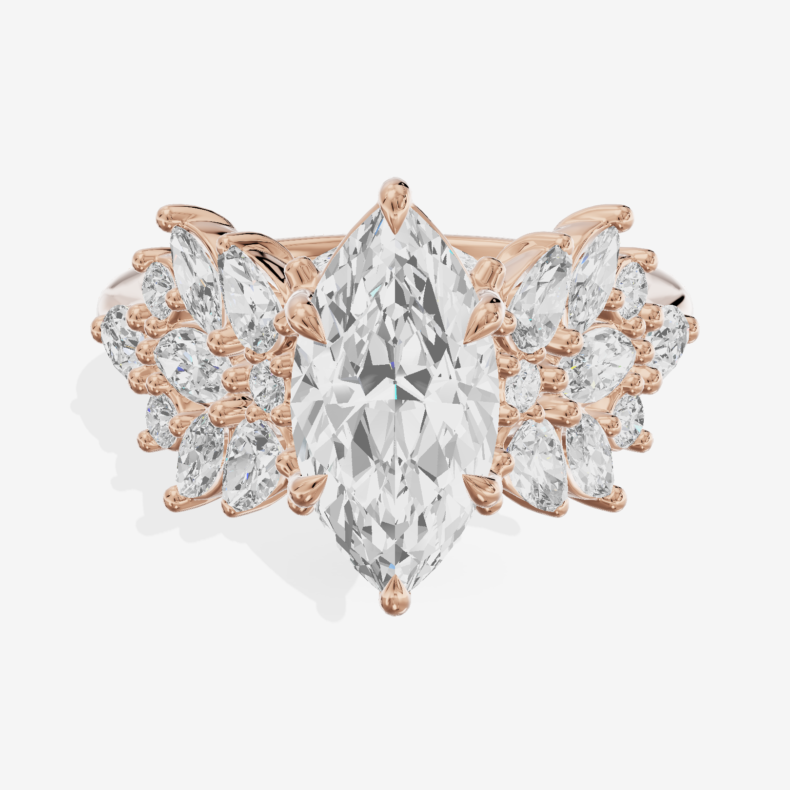 Grand Heartline Marquise Engagement Ring with Side Stones (3/4 ct. tw.) in 18K Rose Gold