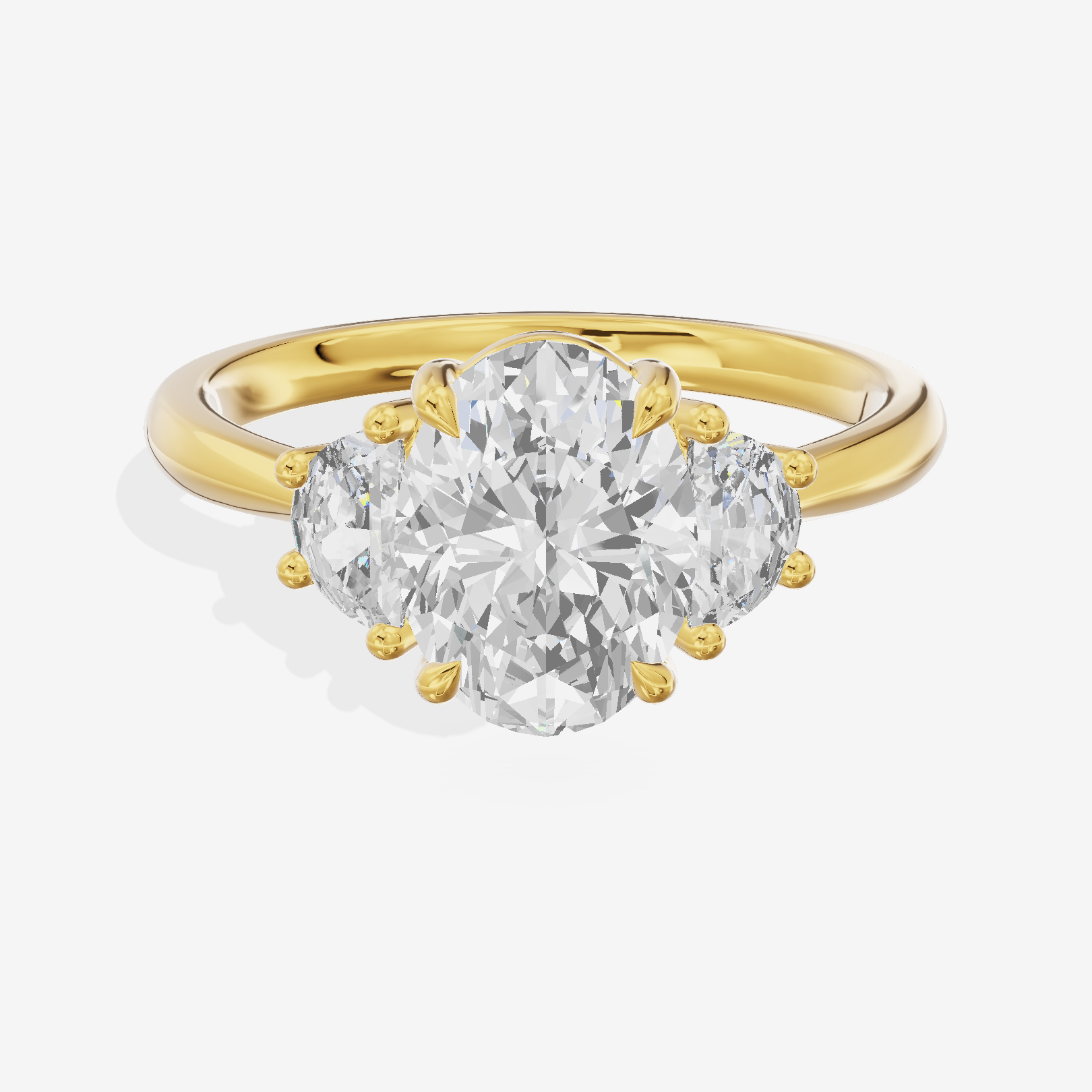 Petite Belovae Oval Three Stone Engagement Ring (1/2 ct. tw.) in 14K Yellow Gold