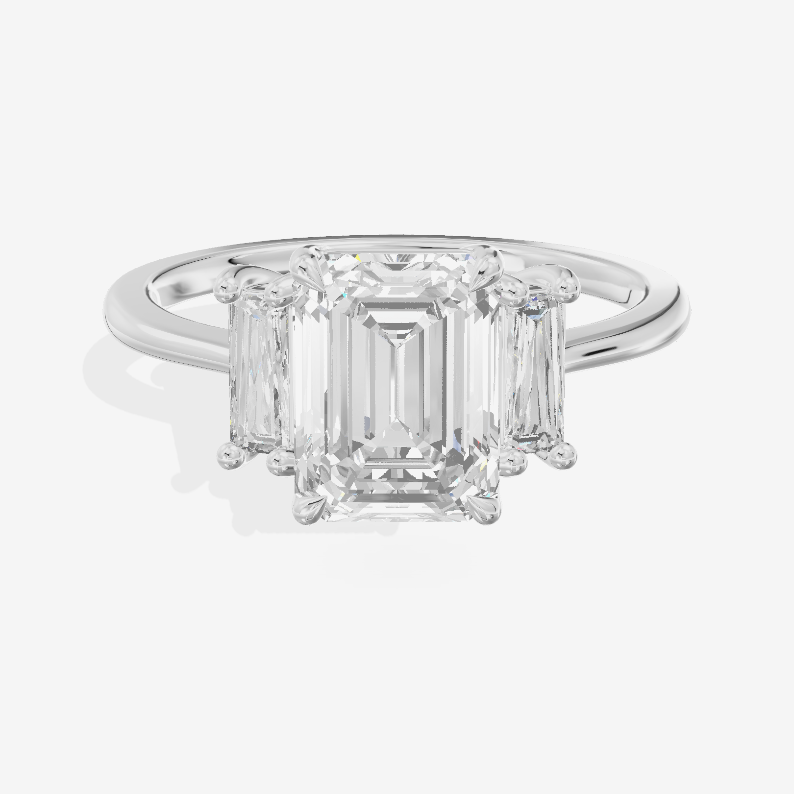 Eversince Three Stone Emerald Engagement Ring (1/4 ct. tw.) in 14K White Gold
