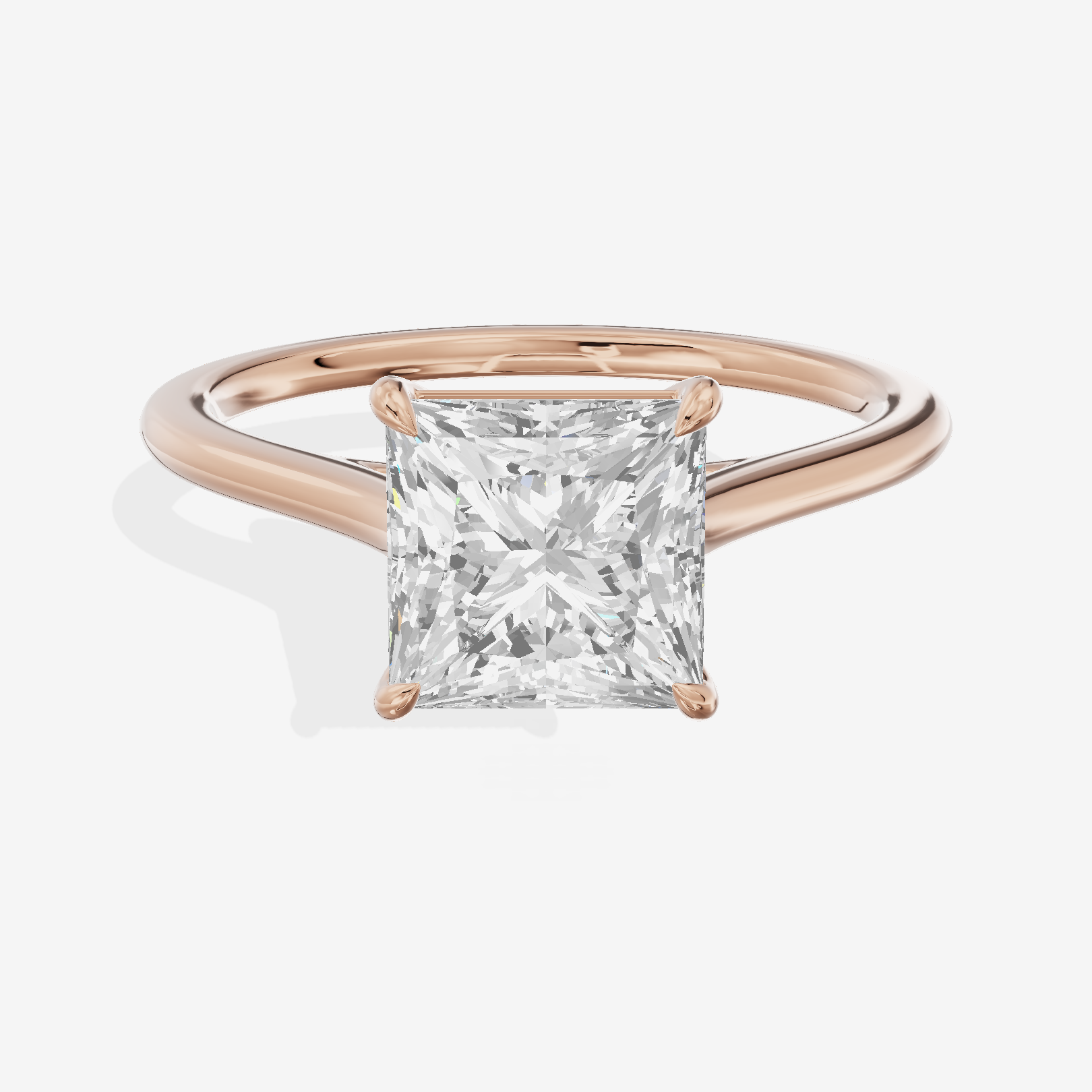 One of One 1.4mm Princess Solitaire Engagement Ring in 14K Rose Gold