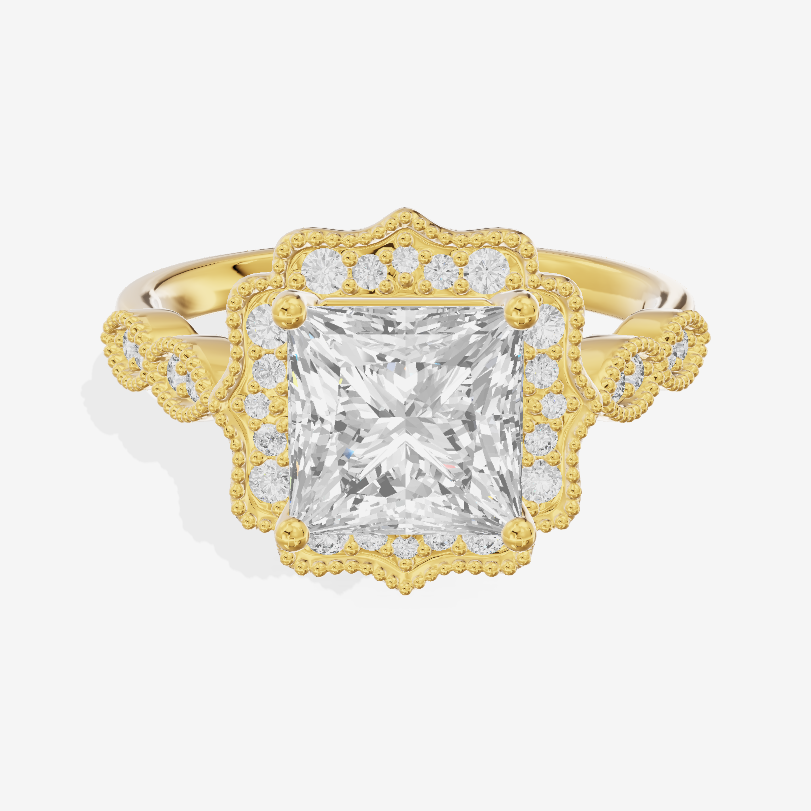 Luxe Liviana Princess Halo Engagement Ring (2/3 ct. tw.) in 18K Yellow Gold
