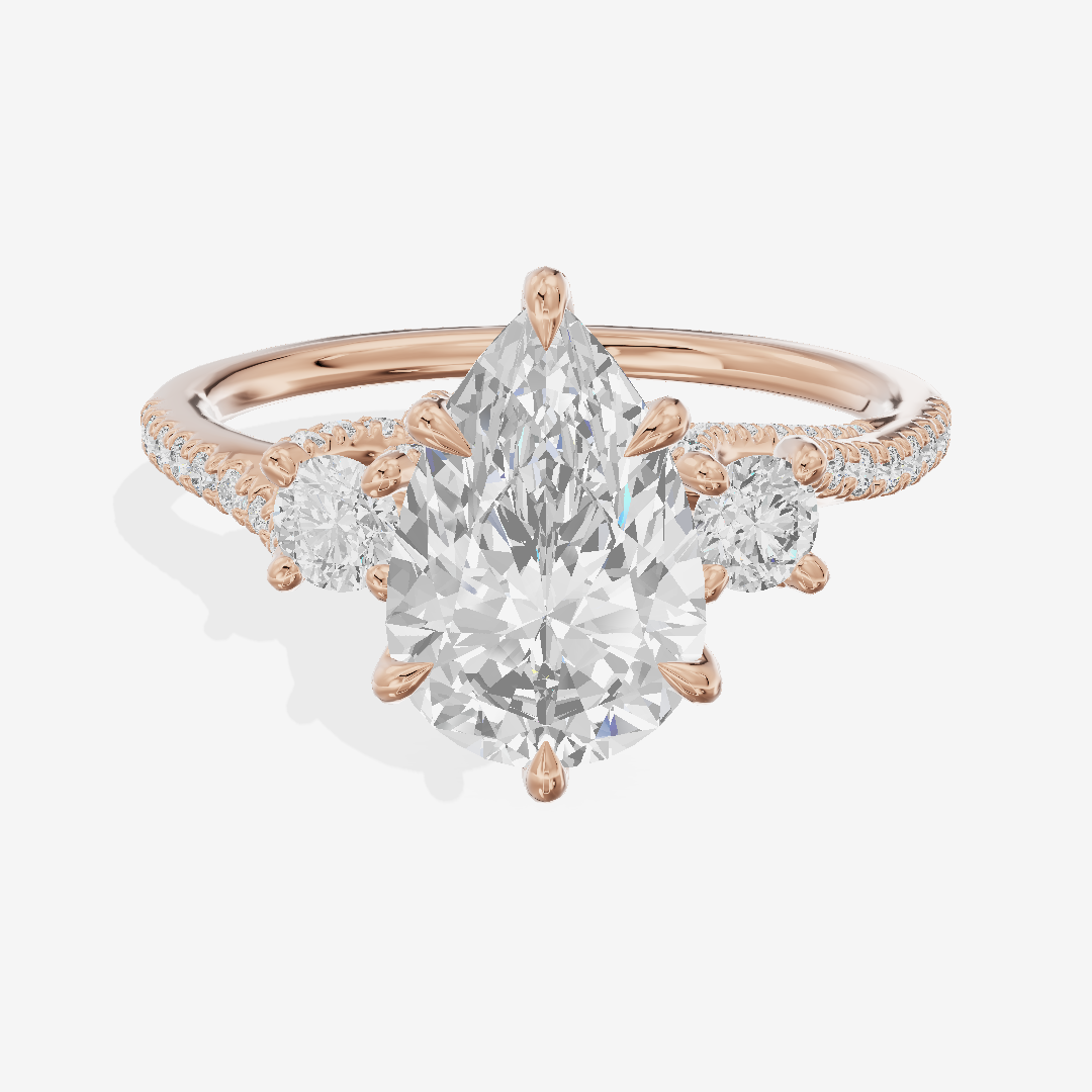 Luxe Triade Pear Three Stone Engagement Ring (1/2 ct. tw.) in 14K Rose Gold