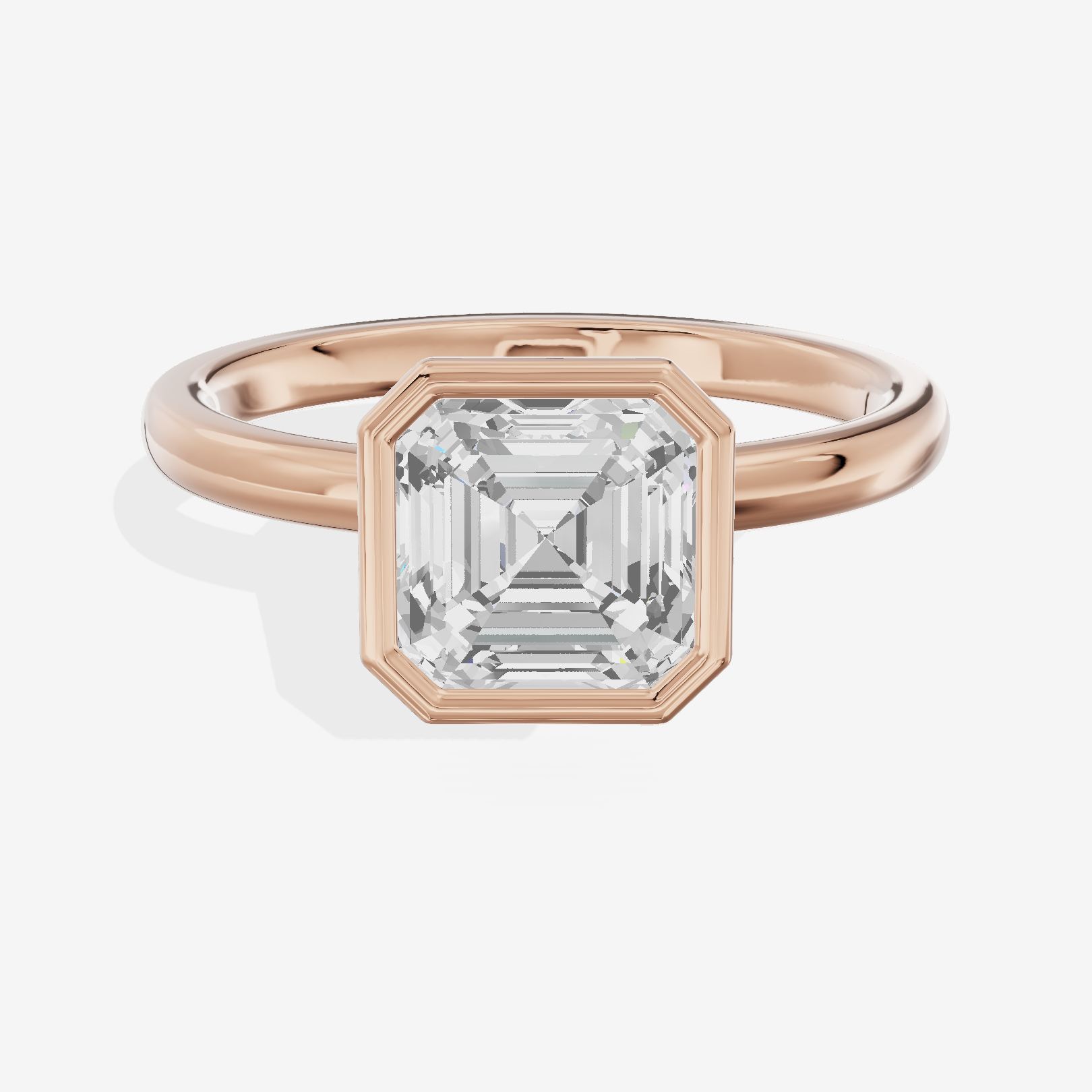 Trellise Bezel 2mm Asscher Solitaire Engagement Ring in 18K Rose Gold