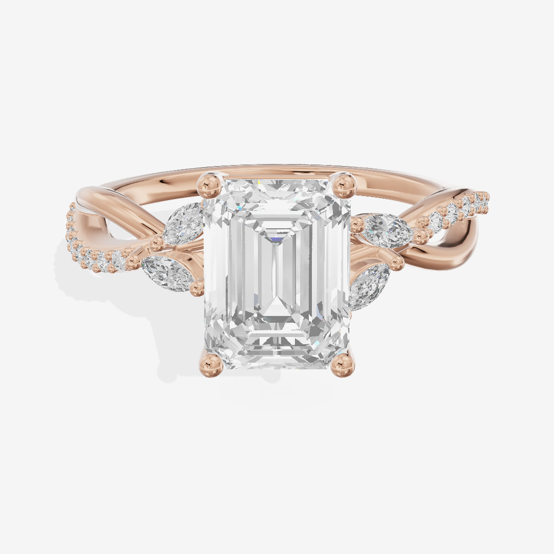 Petite Twine Emerald Twisted Engagement Ring (1/5 ct. tw.) in 18K Rose Gold