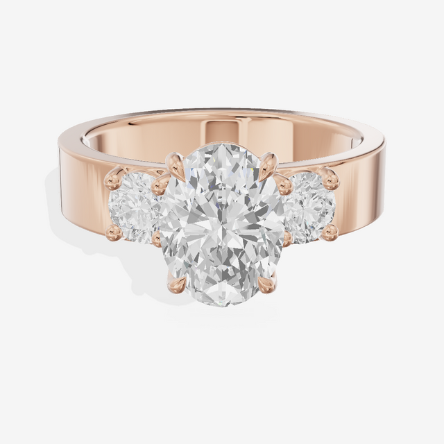 Royal Vowsae Three Stone Oval Engagement Ring (1/2 ct. tw.) in 14K Rose Gold