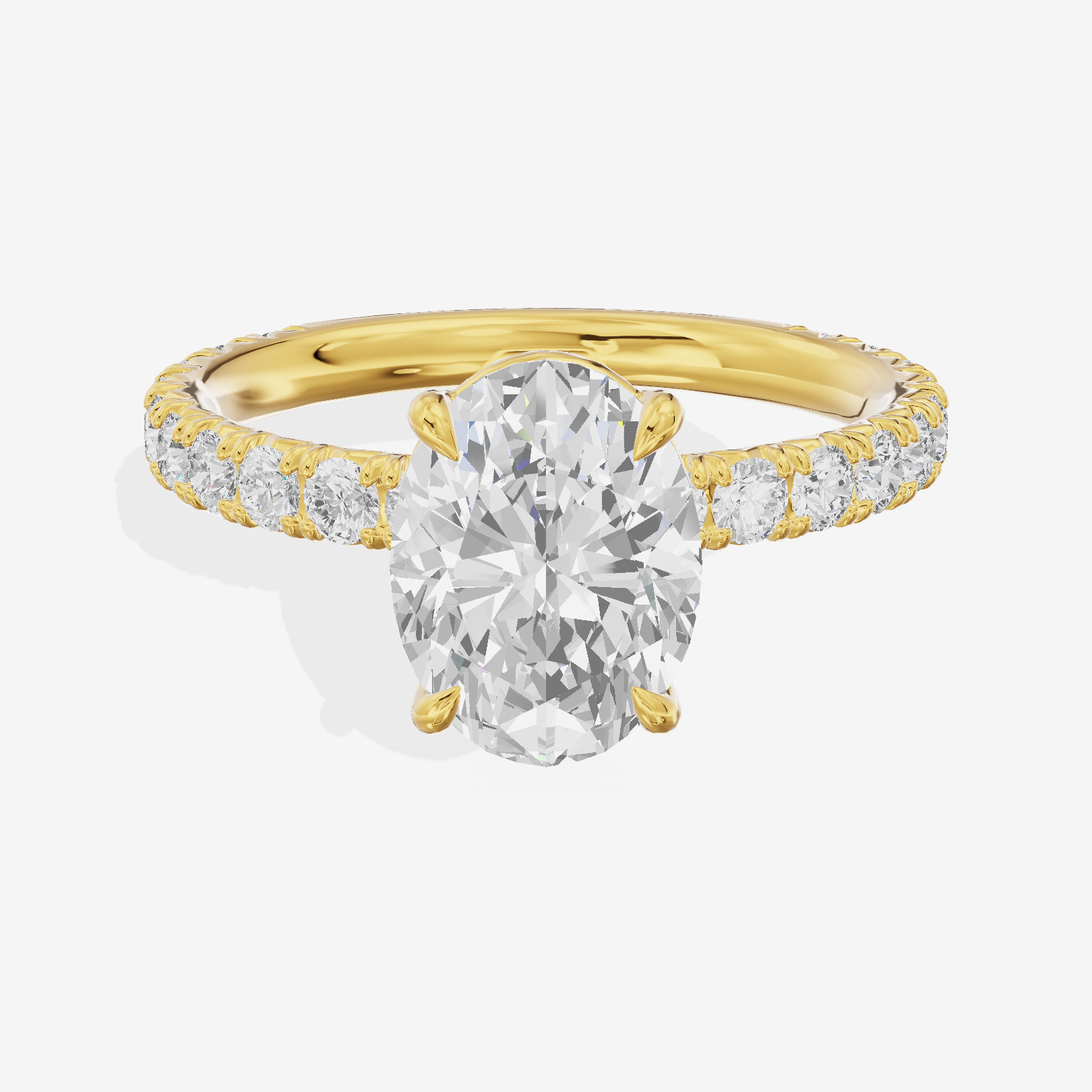 Twined Promezza Oval Engagement Ring with Side Stones (1/2 ct. tw.) in 14K Yellow Gold