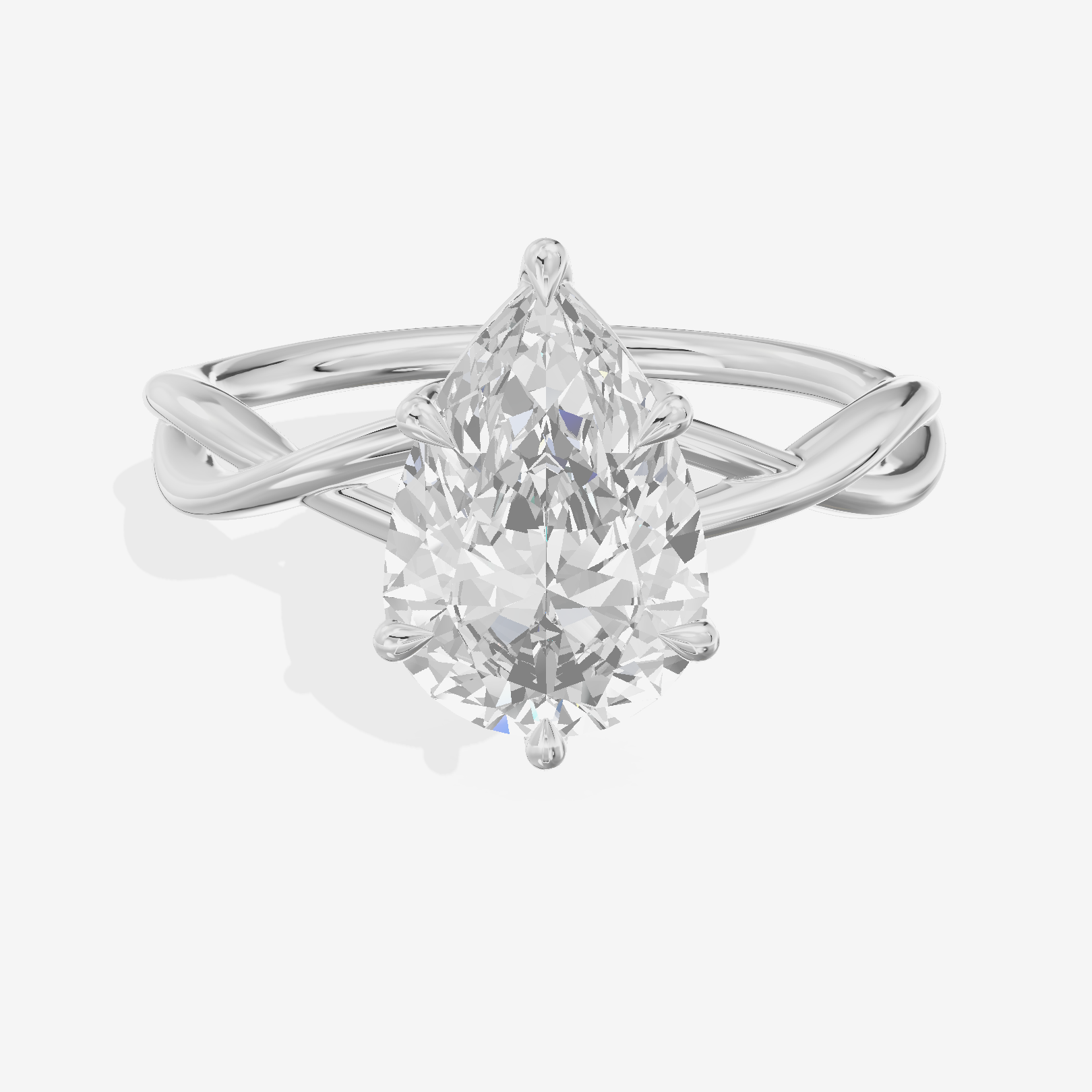 Twined Sincere Pear Twisted Engagement Ring in 18K White Gold