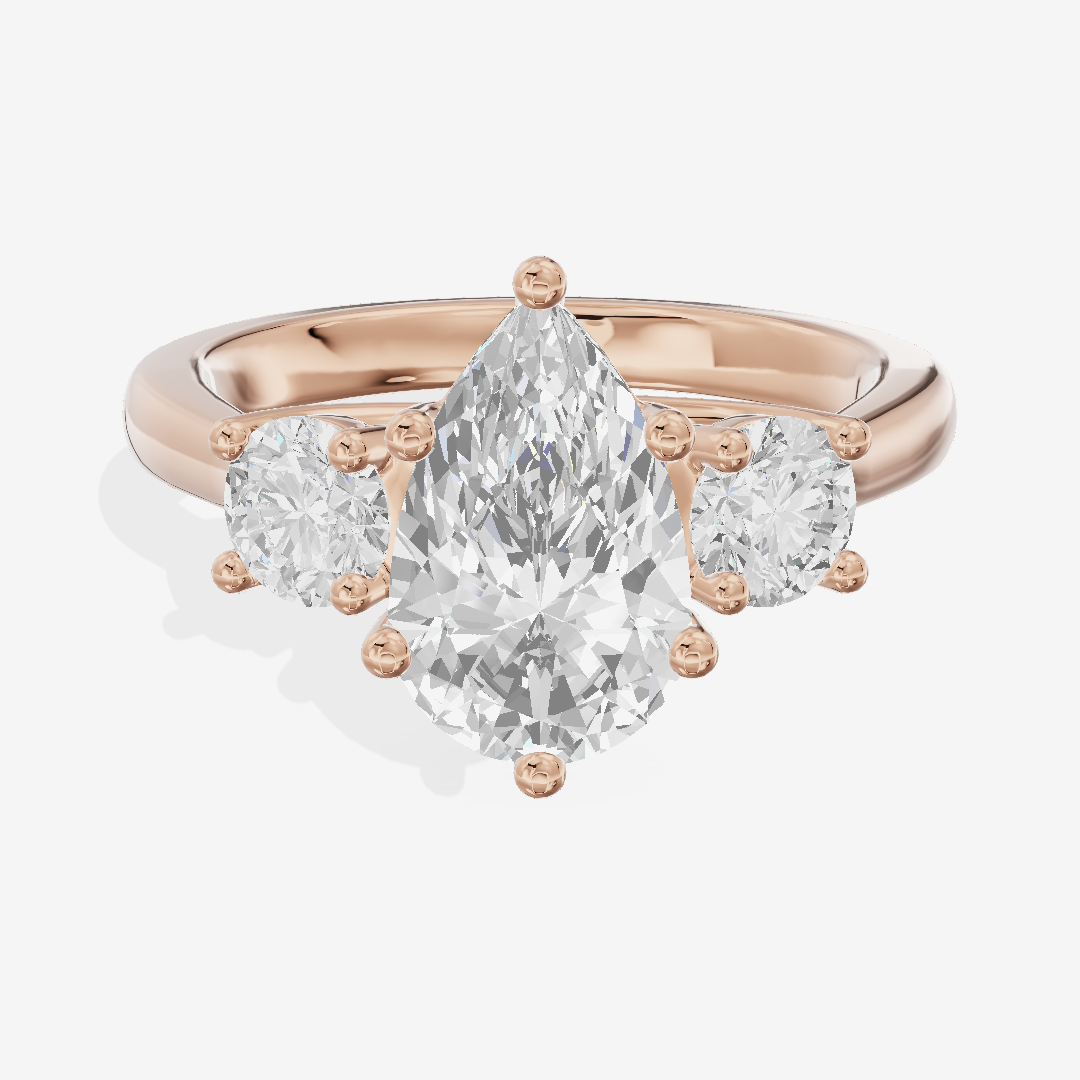 Petite Selenia Three Stone Pear Engagement Ring (1/3 ct. tw.) in 18K Rose Gold