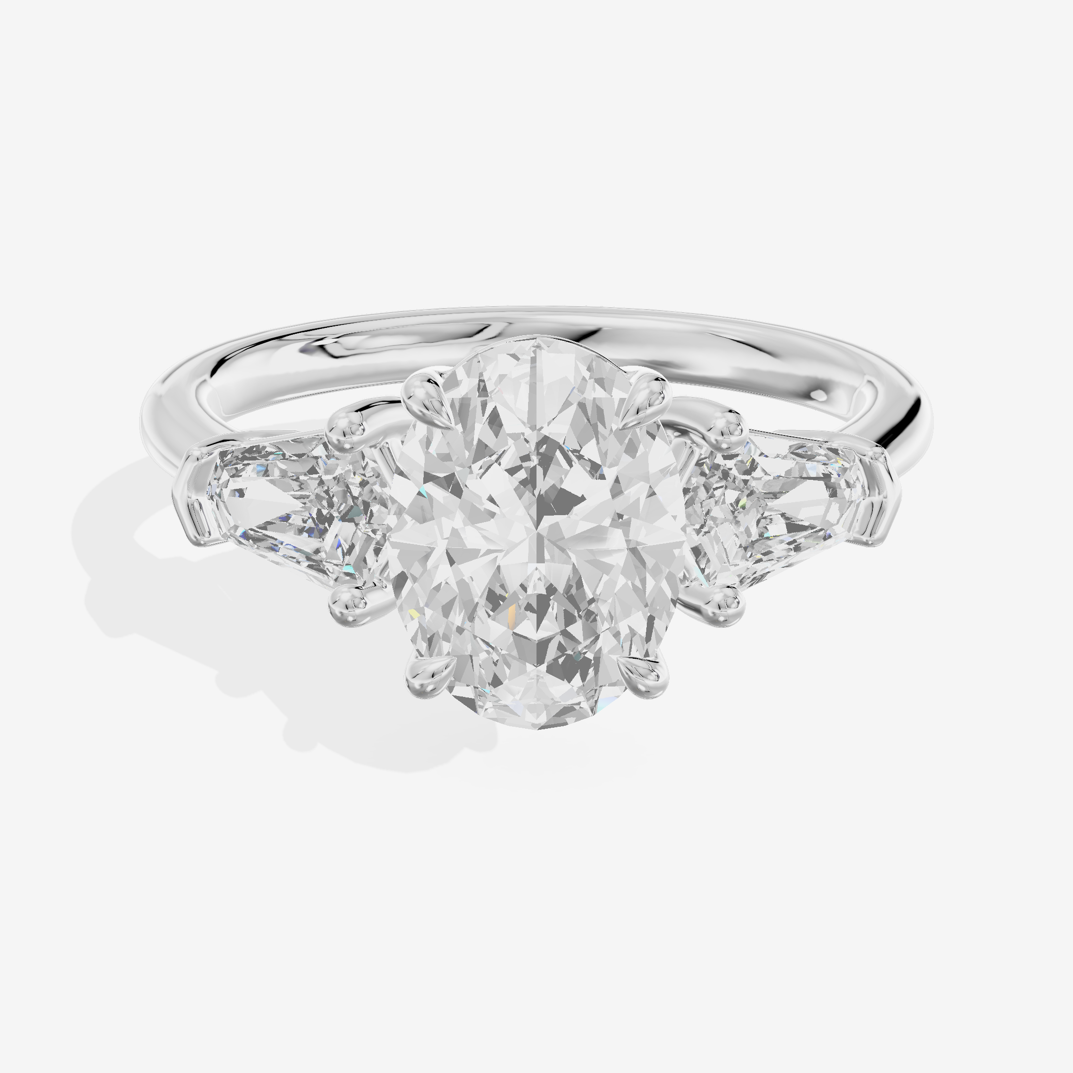 Classic Mirth Oval Three Stone Engagement Ring (1/2 ct. tw.) in Platinum