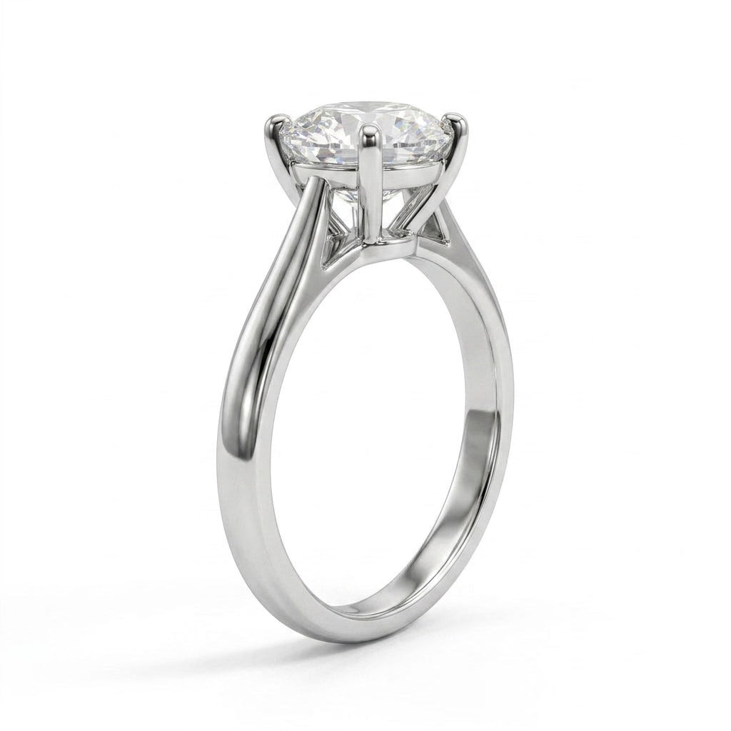 Cathedral Solitaire Round Engagement Ring (2.1 ct.) in Platinum