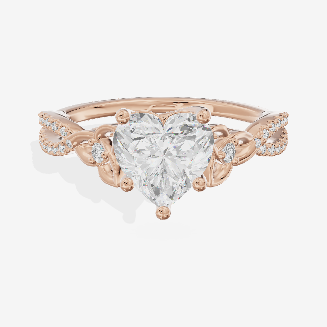 Luxe Sincere Heart Engagement Ring with Side Stones (1/10 ct. tw.) in 18K Rose Gold