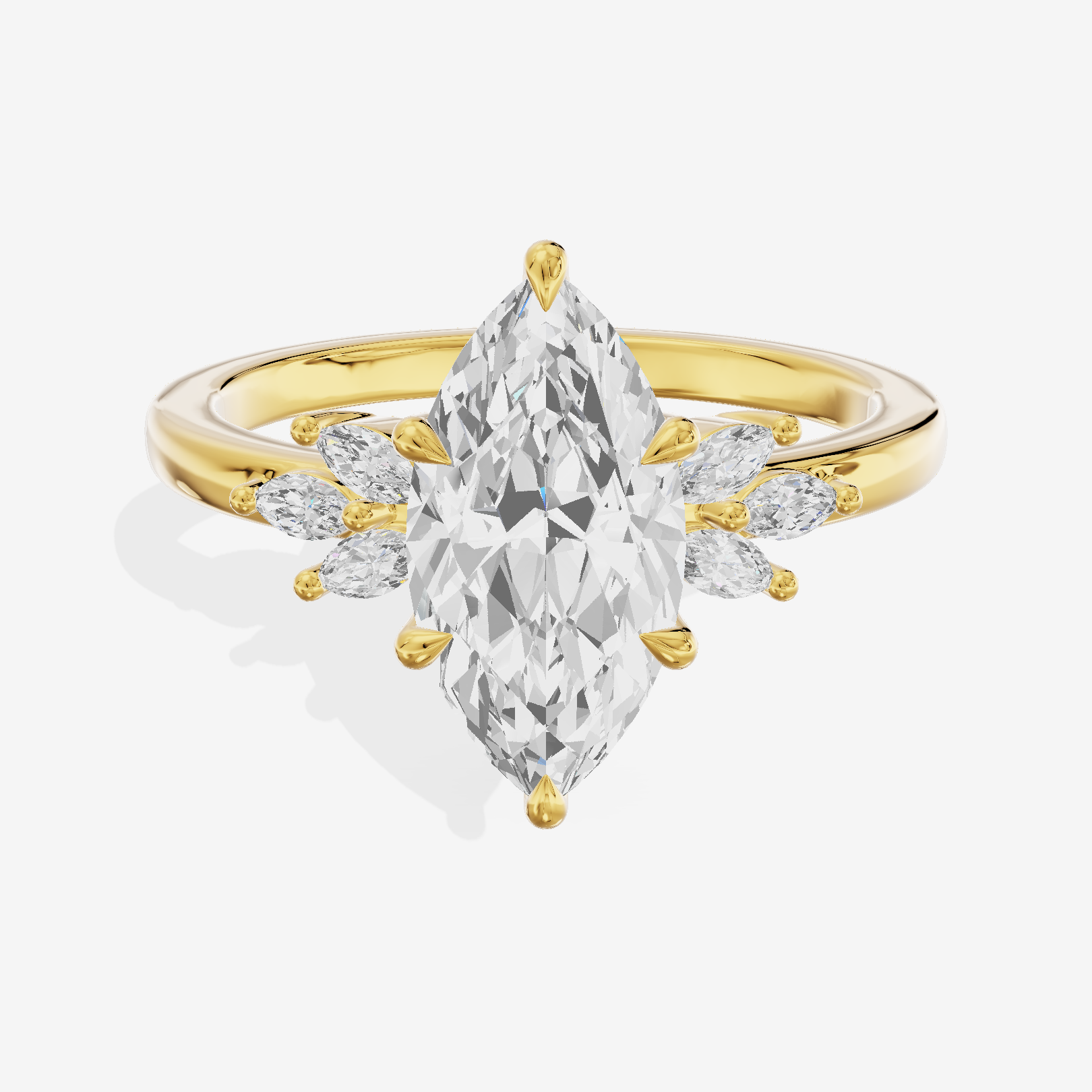 Modern Halcyon Marquise Engraved Engagement Ring (1/5 ct. tw.) in 18K Yellow Gold