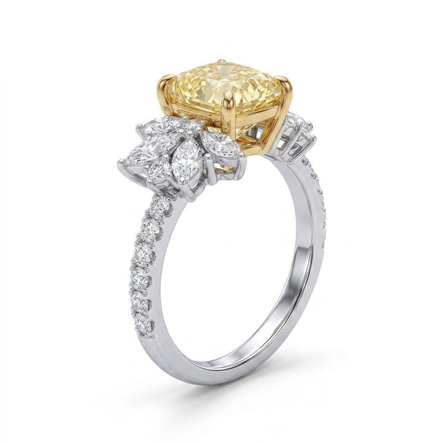 Cluster Pavé Cushion Engagement Ring
