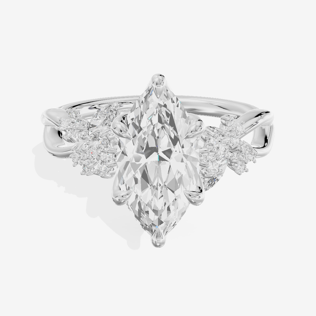 Classic Lightwoven Marquise Engagement Ring with Side Stones (1/4 ct. tw.) in Platinum