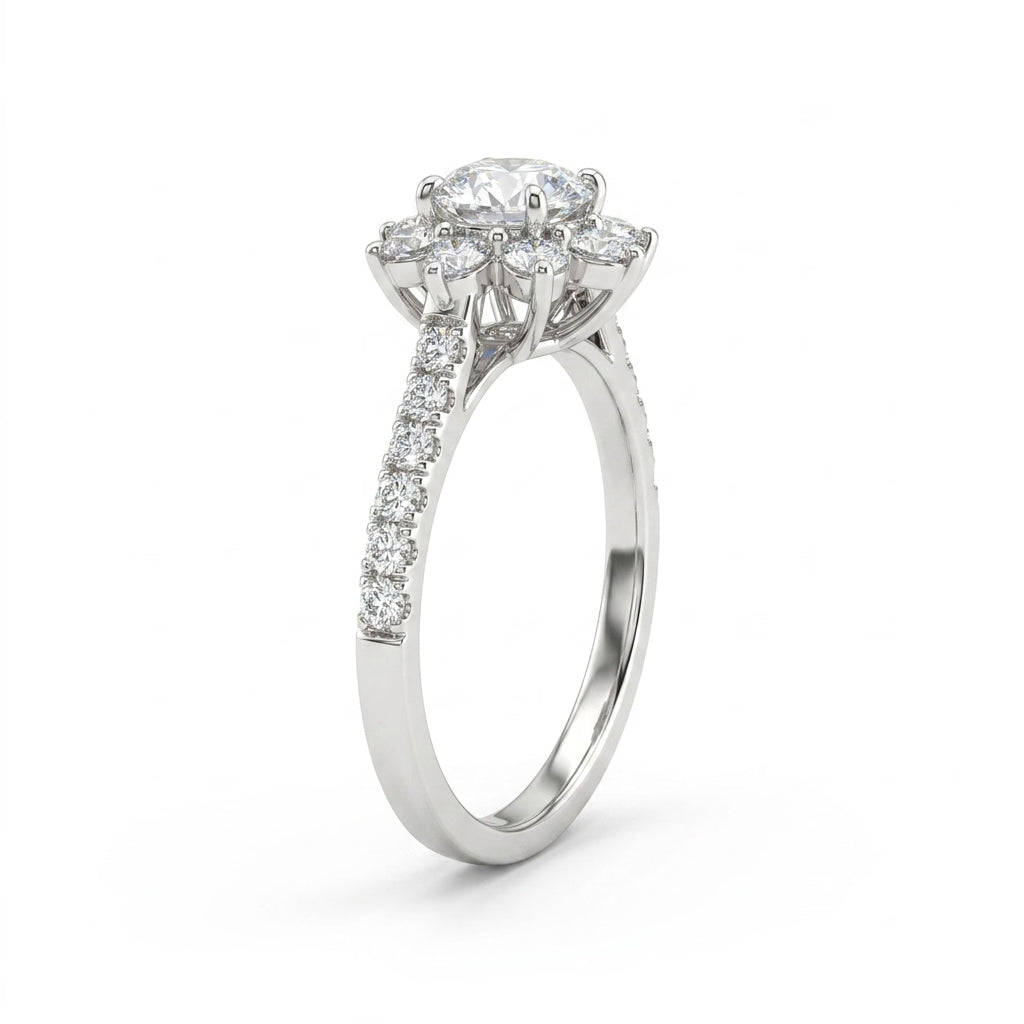 Halo Pavé Round Engagement Ring (1.51 ct. tw.) in Platinum