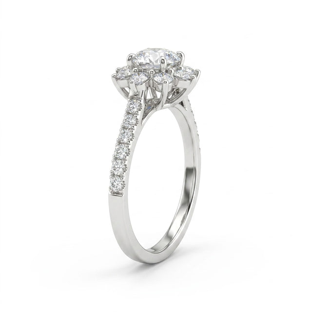 Halo Pavé Round Engagement Ring (1.51 ct. tw.) in Platinum
