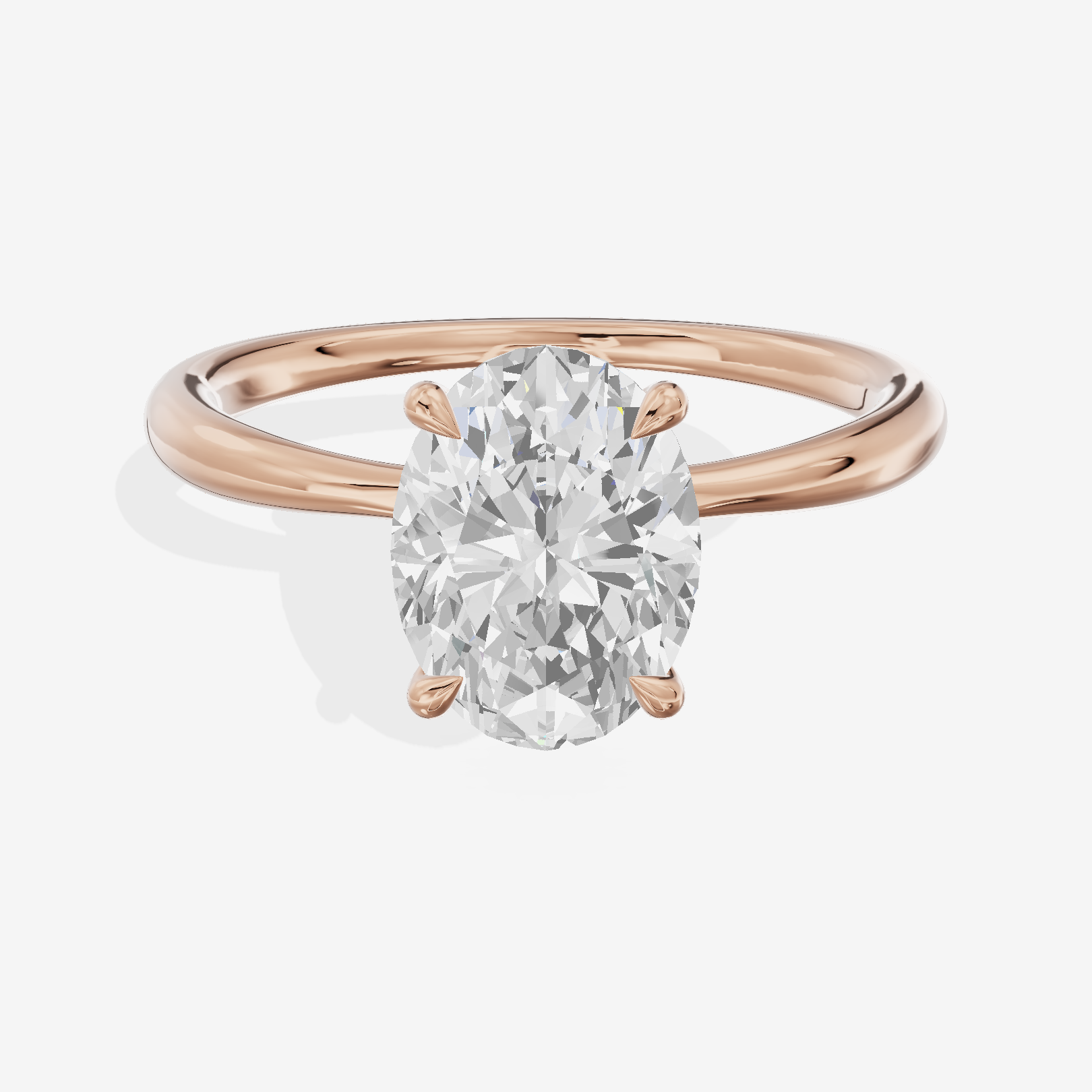 Whispered Aimora Oval Solitaire Engagement Ring in 14K Rose Gold