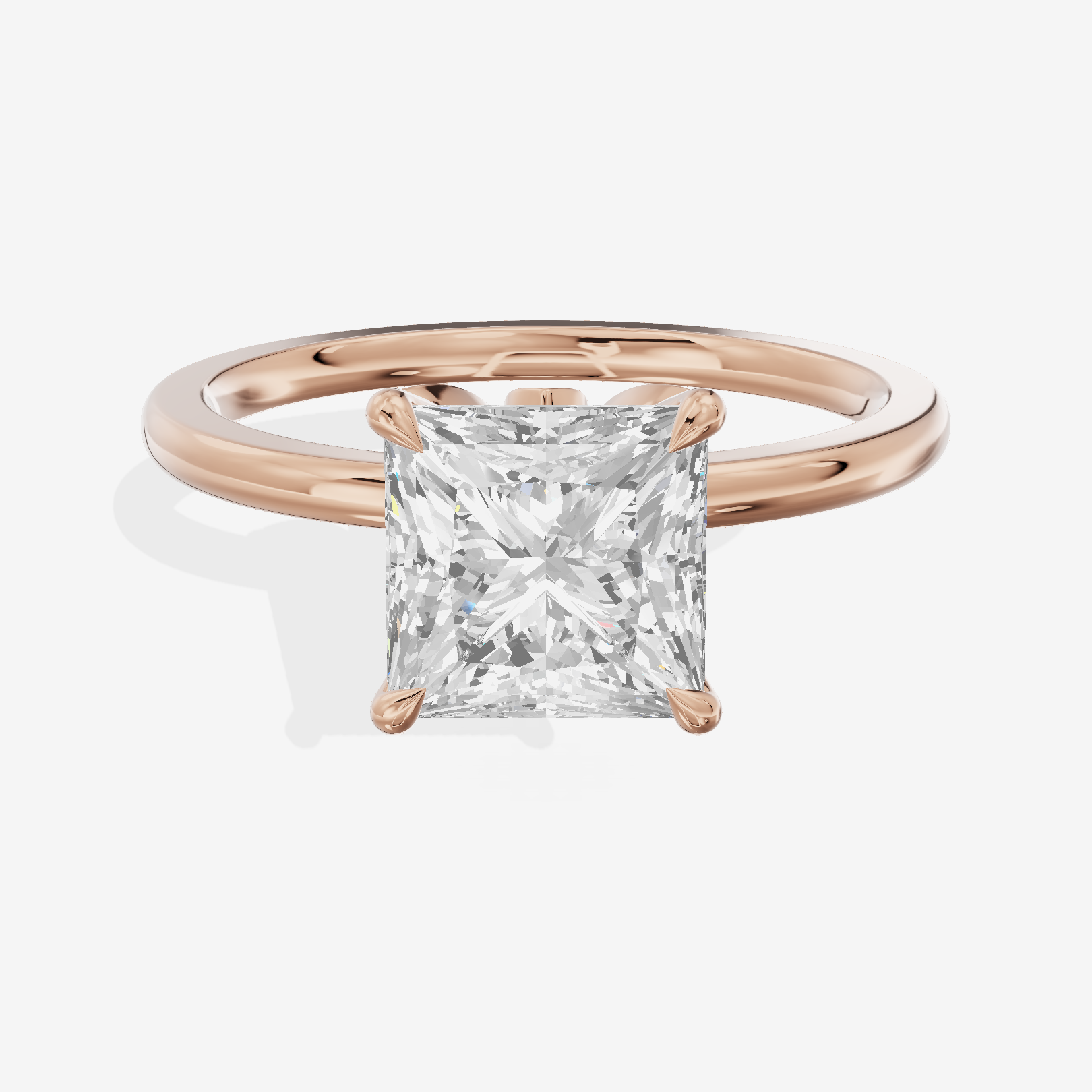 Whispered Vowsae Princess Engagement Ring with Side Stones (1/15 ct. tw.) in 14K Rose Gold