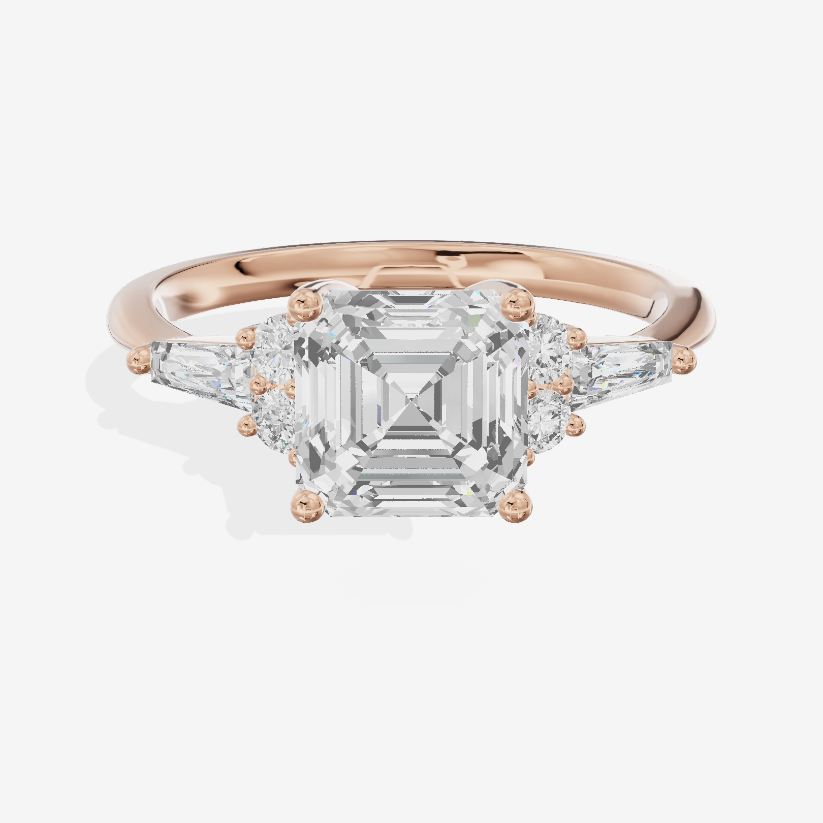 Grand Liviana Asscher Engagement Ring with Side Stones (1/10 ct. tw.) in 18K Rose Gold