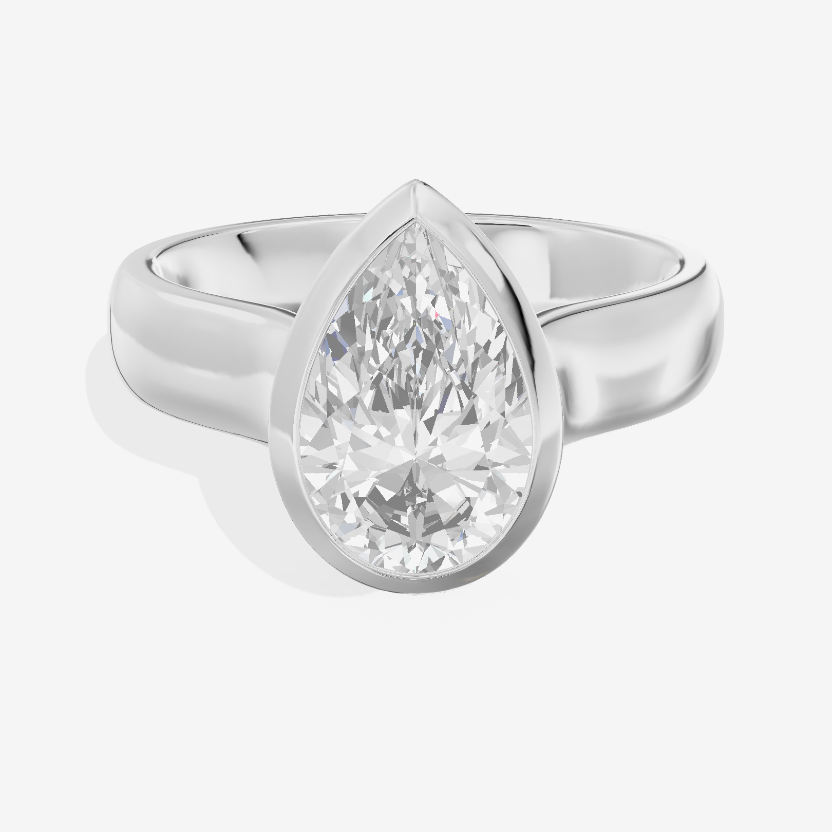 Cherubine 4mm Pear Bezel Engagement Ring in 14K White Gold