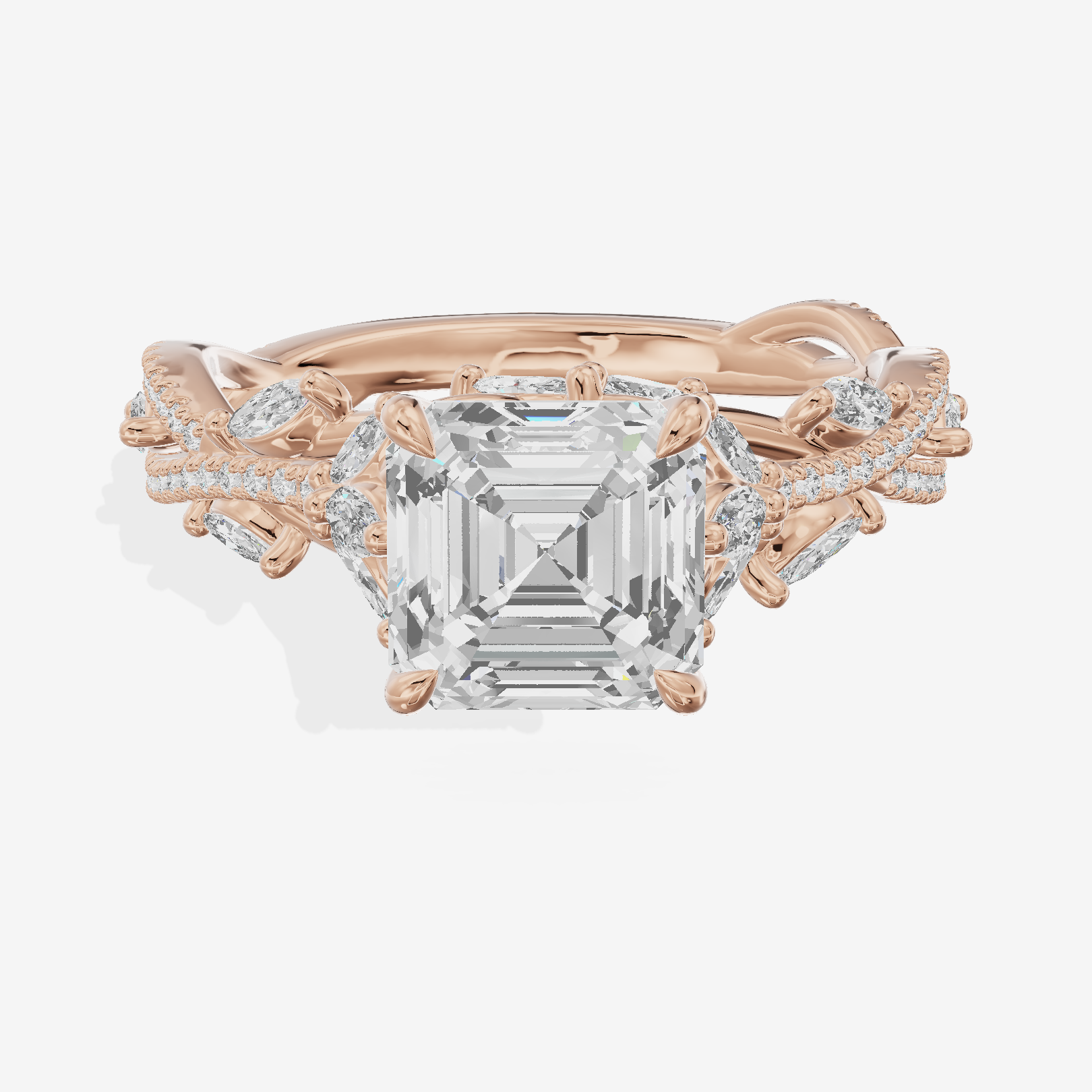 Grand Twine Asscher Twisted Engagement Ring (3/4 ct. tw.) in 18K Rose Gold