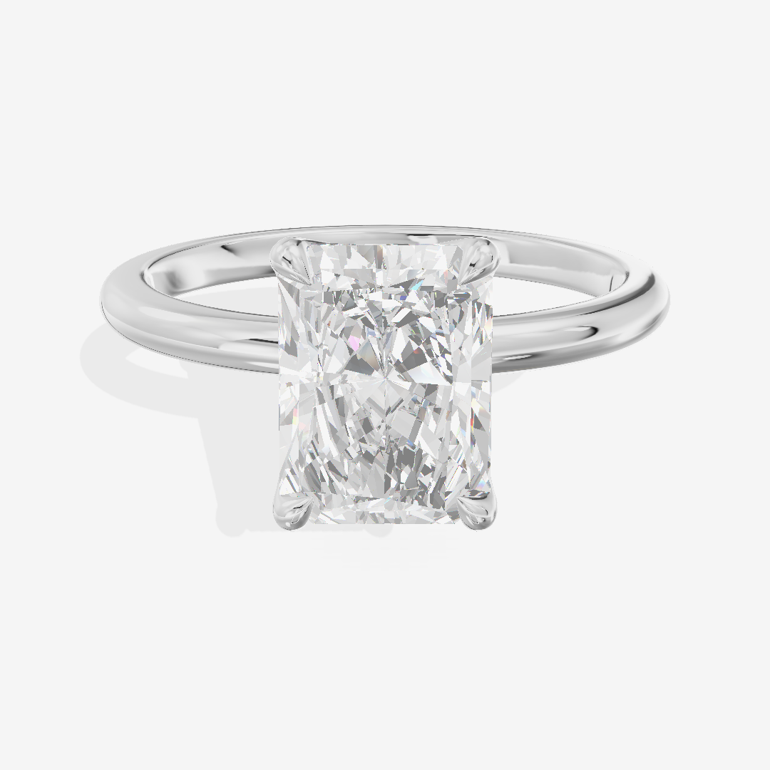 Vintage Aimora 1.8mm Radiant Solitaire Engagement Ring in 18K White Gold