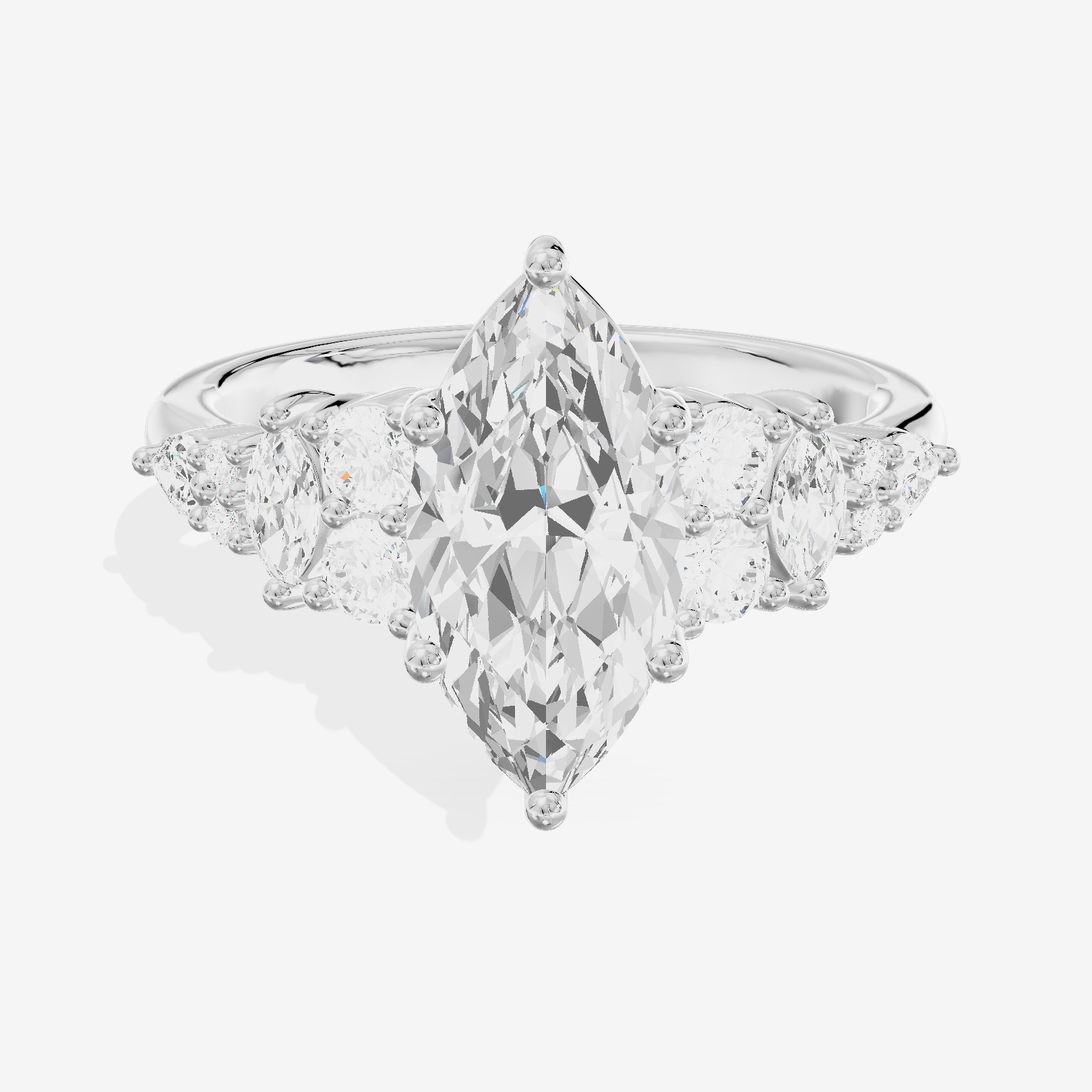 Modern Whisper Marquise Engagement Ring with Side Stones (2/5 ct. tw.) in Platinum