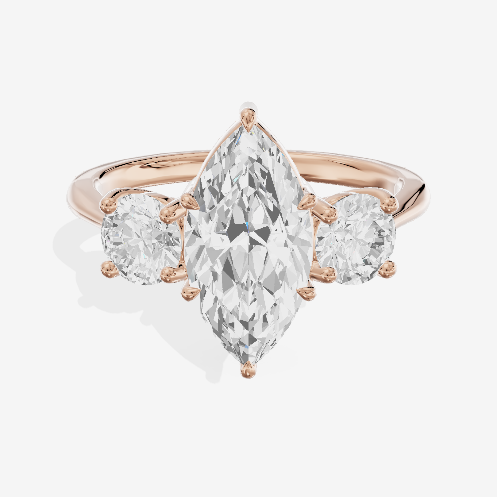 Luxe Trueheart Three Stone Marquise Engagement Ring (2/3 ct. tw.) in 18K Rose Gold