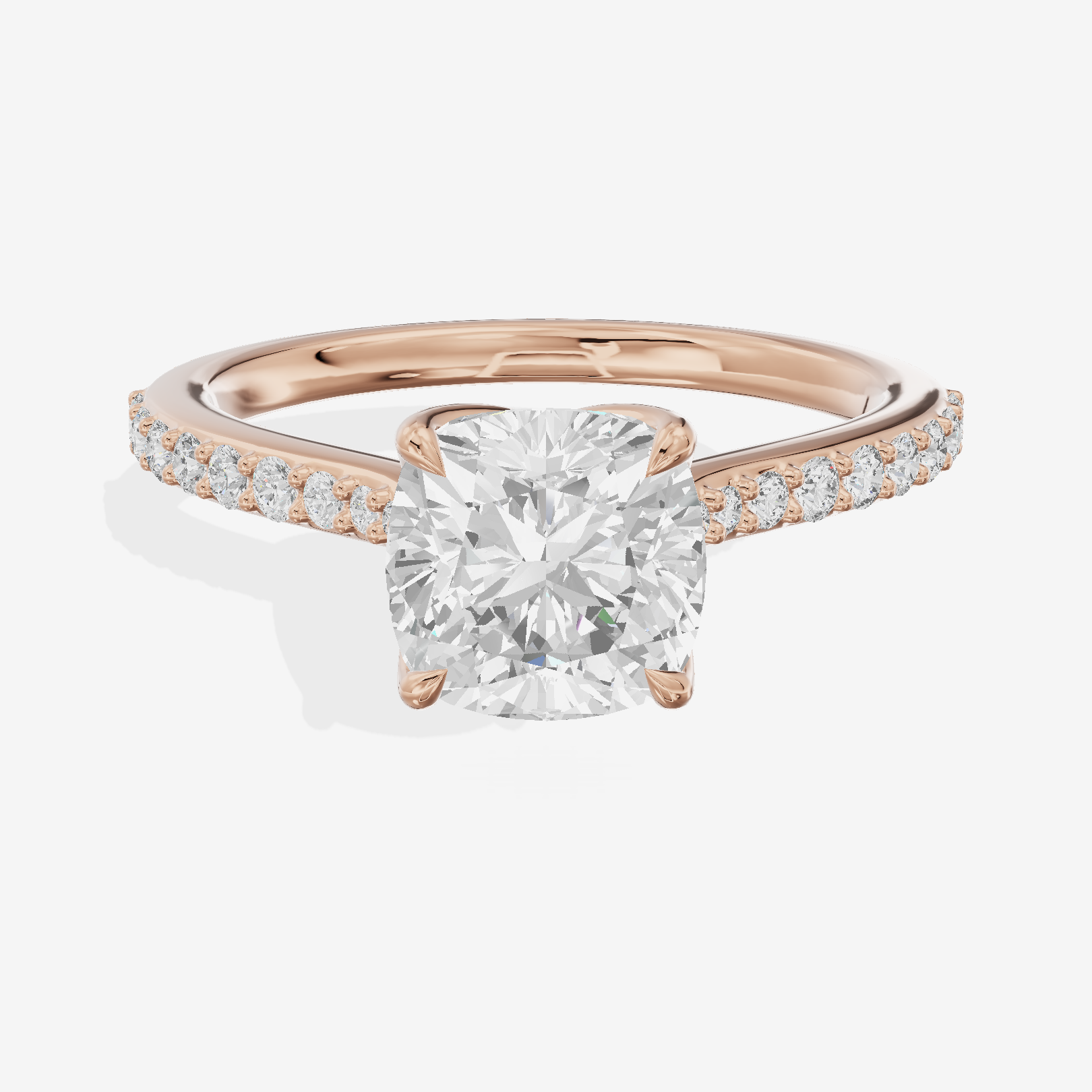 Modern Maia Cushion Engagement Ring with Side Stones (1/5 ct. tw.) in 14K Rose Gold