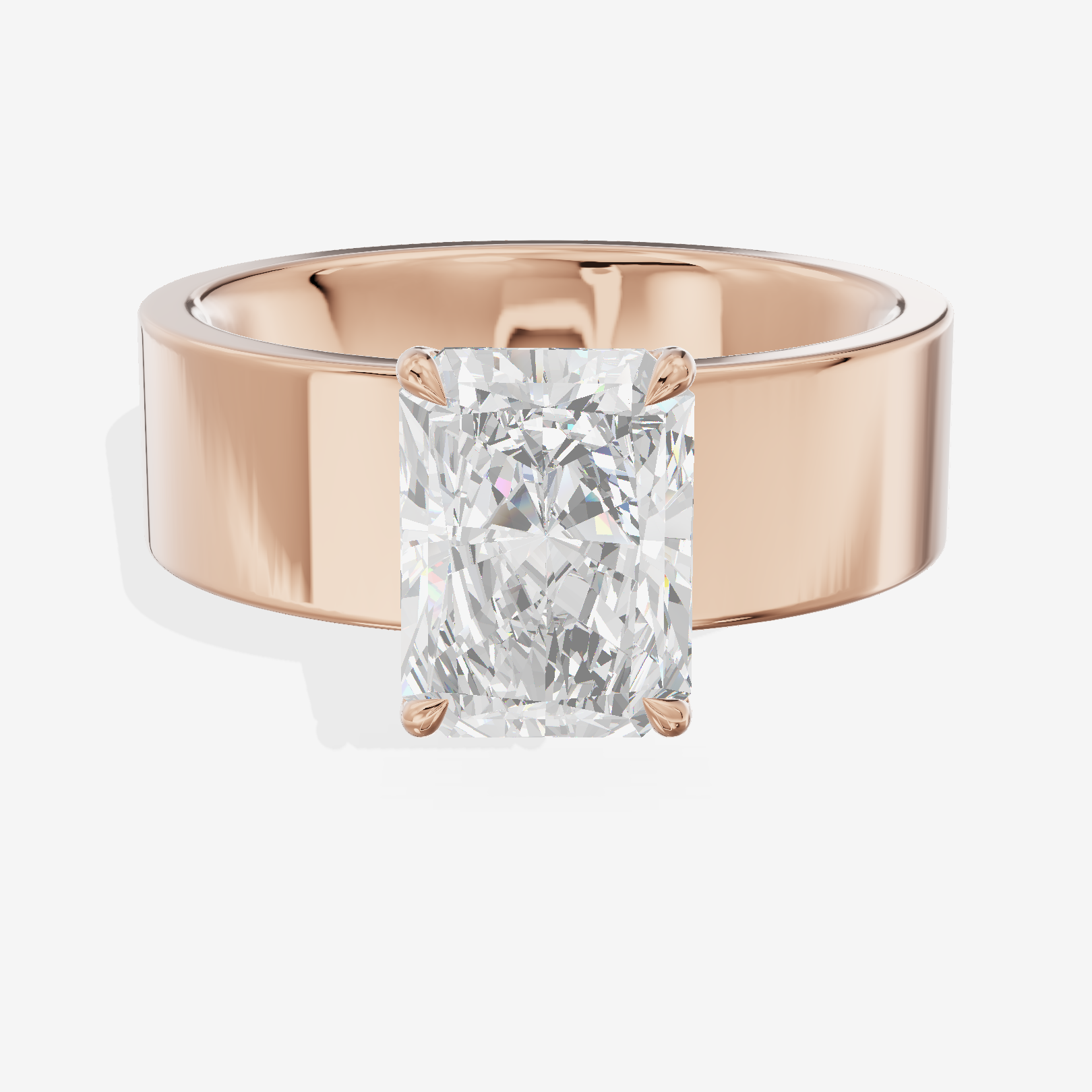 Aimora Solitaire 6mm Radiant Engagement Ring in 14K Rose Gold