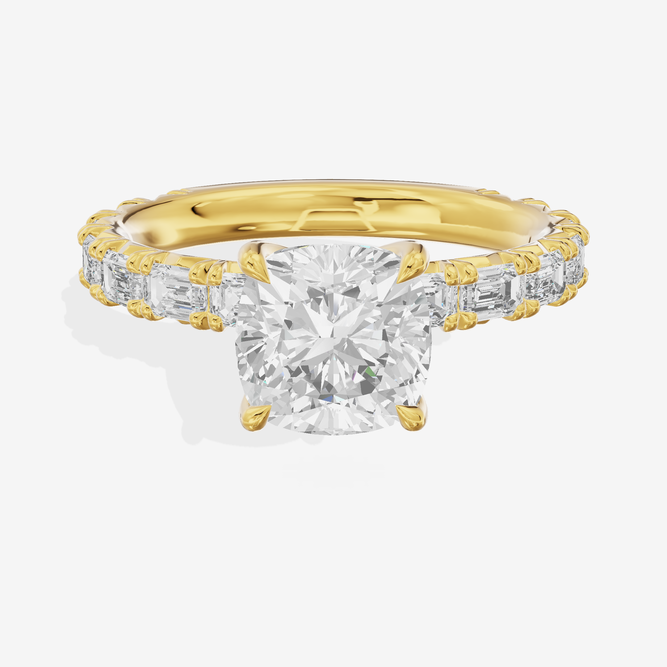 Luxe Aurea Cushion Engagement Ring with Side Stones (3/8 ct. tw.) in 18K Yellow Gold