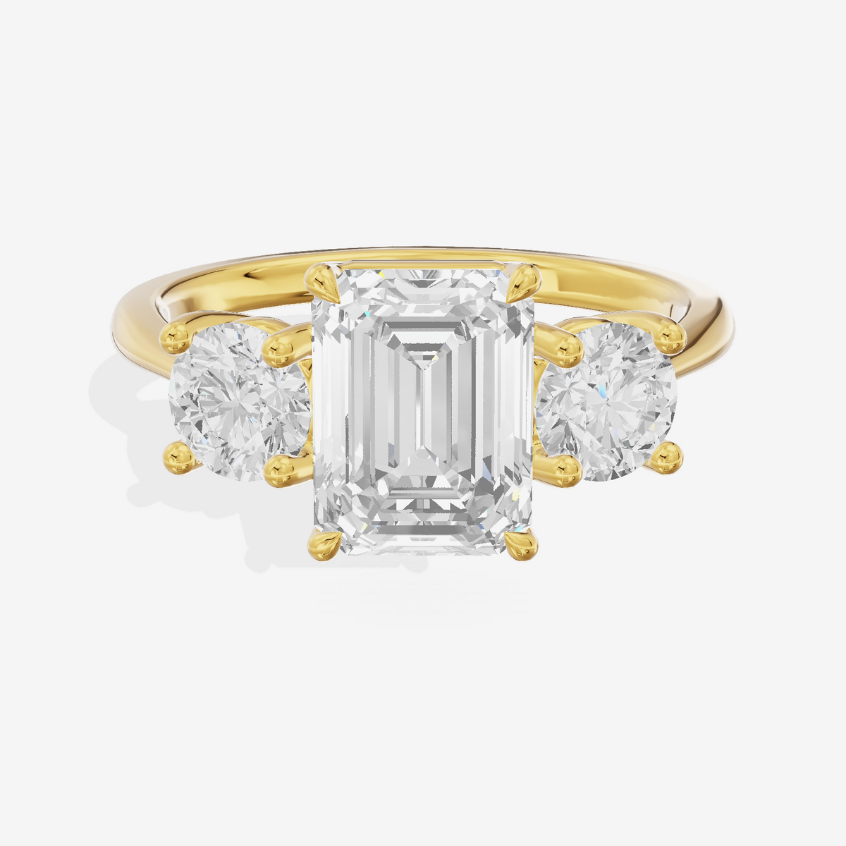 Luxe Trueheart Three Stone Emerald Engagement Ring (2/3 ct. tw.) in 18K Yellow Gold