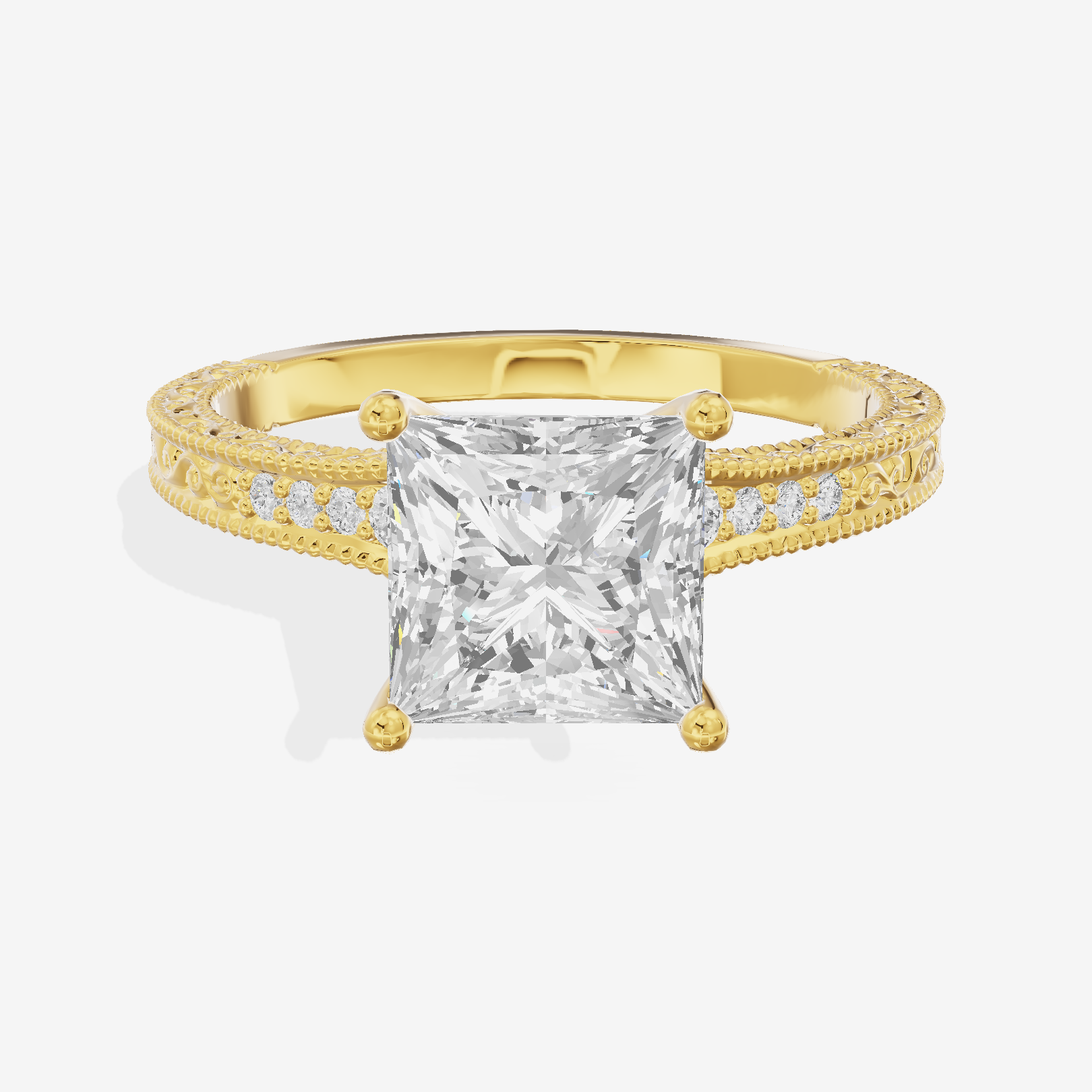 Vintage Sincere Princess Engagement Ring (1/10 ct. tw.) in 18K Yellow Gold