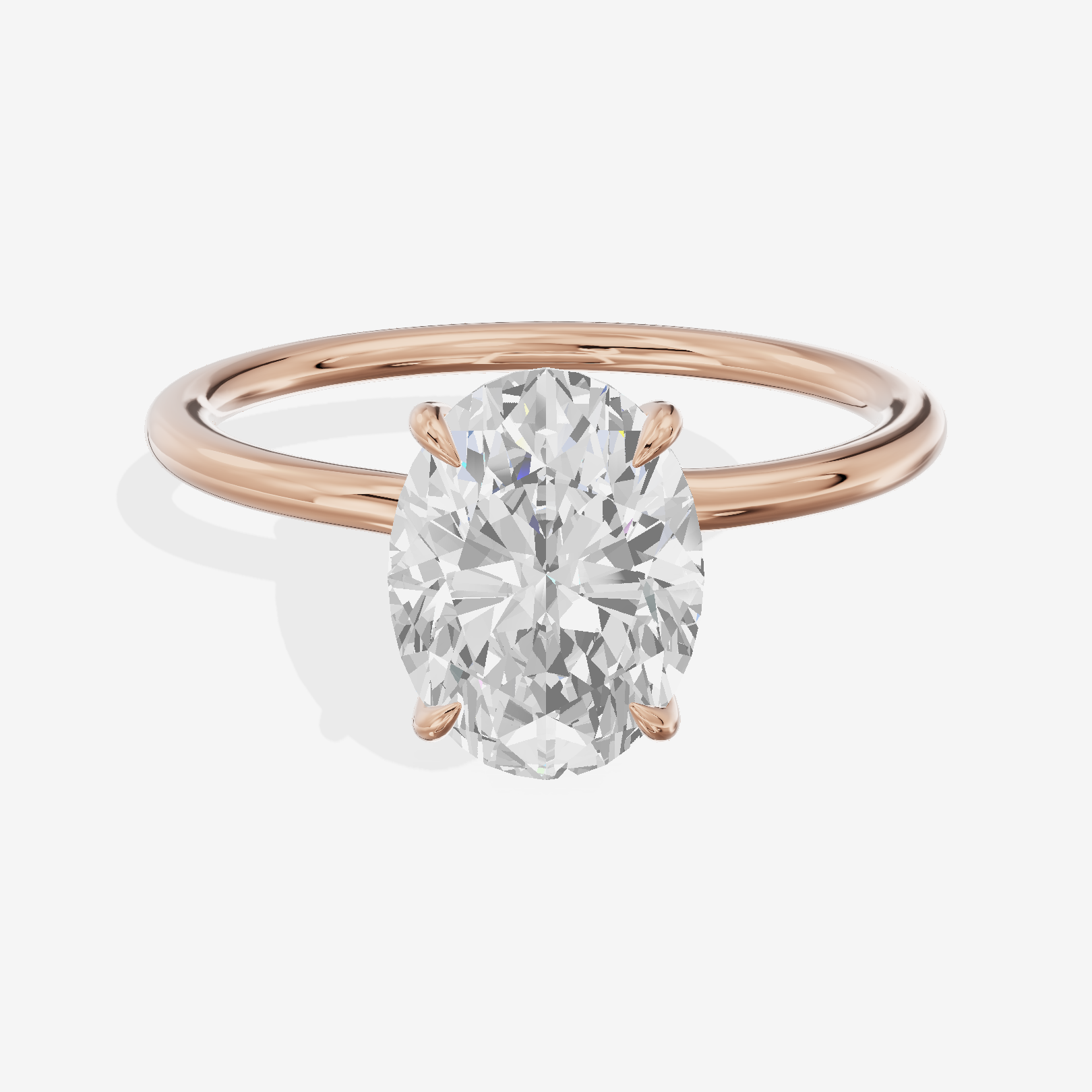 Classic Mayrelle 1.8mm Oval Solitaire Engagement Ring in 18K Rose Gold