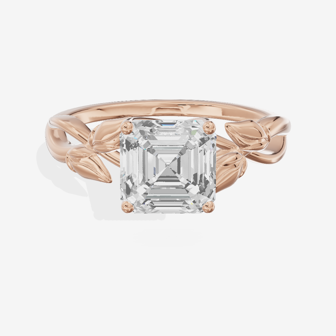 Sealed Vowsae 2.5mm Asscher Solitaire Engagement Ring in 14K Rose Gold