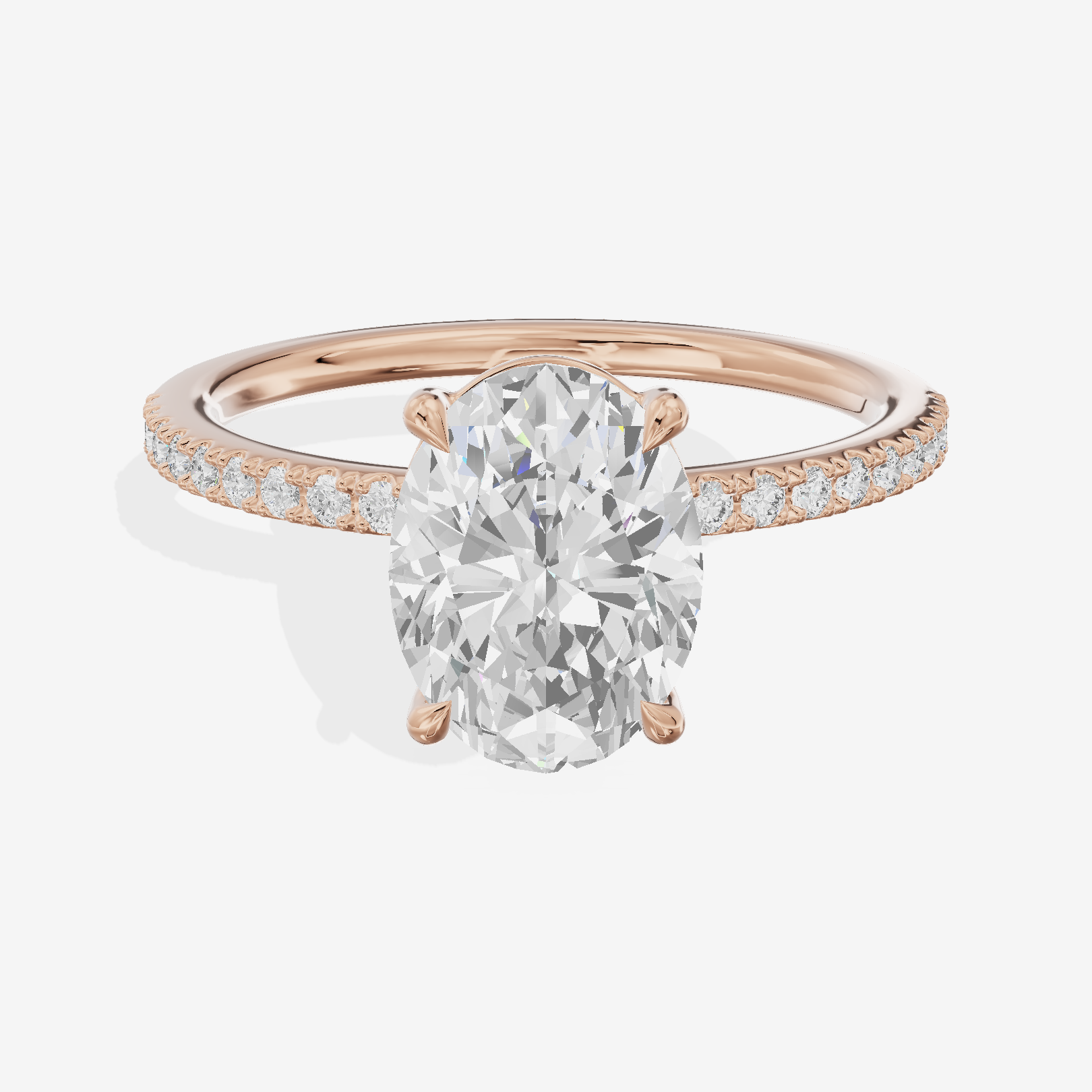 Tender Vowsae Oval Engagement Ring with Side Stones (1/8 ct. tw.) in 14K Rose Gold