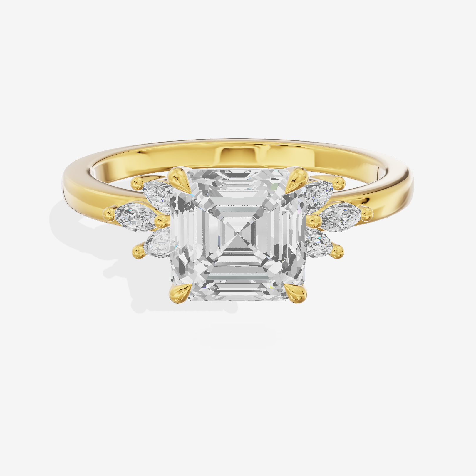 Modern Halcyon Asscher Engraved Engagement Ring (1/5 ct. tw.) in 18K Yellow Gold