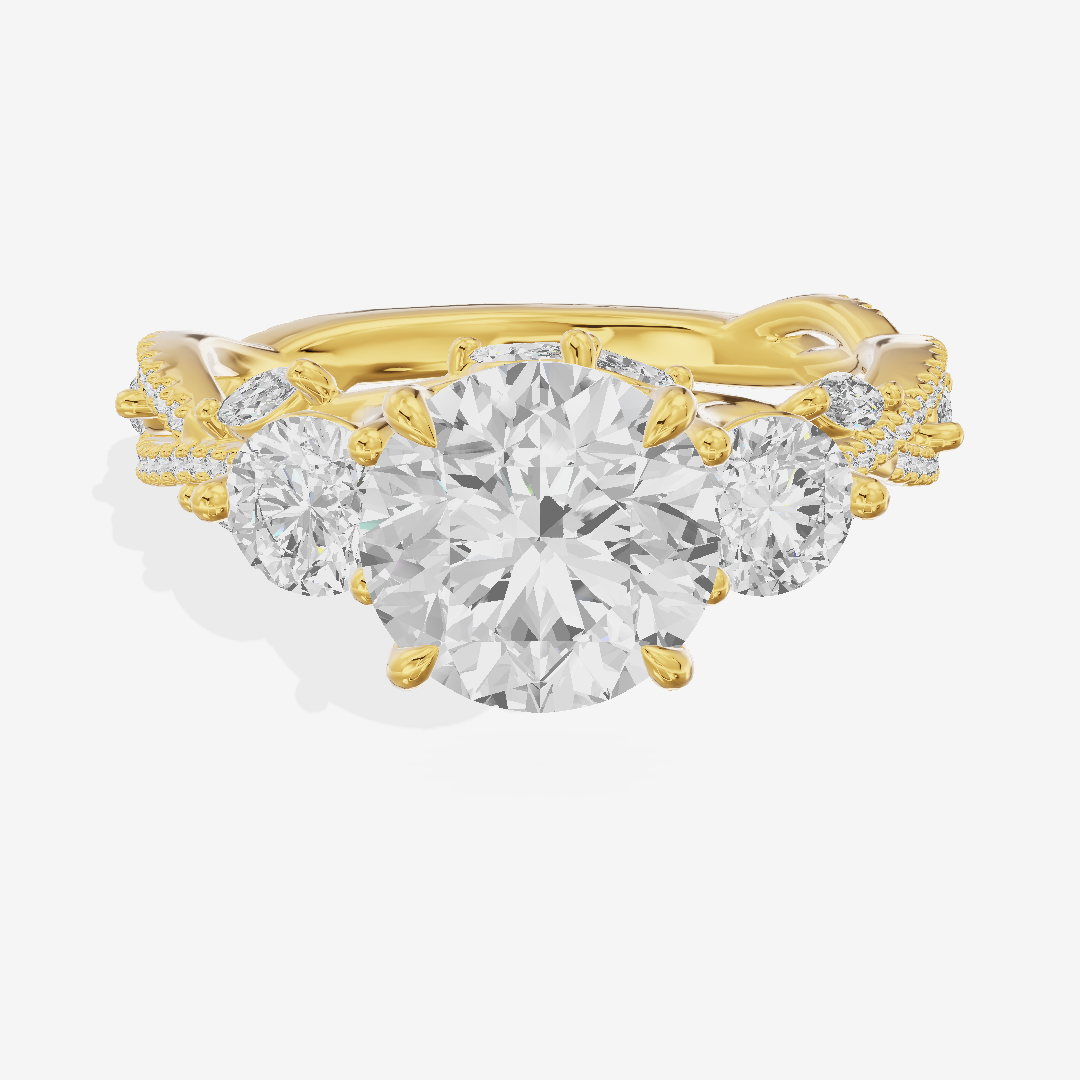 Luxe Selenia Three Stone Round Engagement Ring (1 ct. tw.) in 18K Yellow Gold