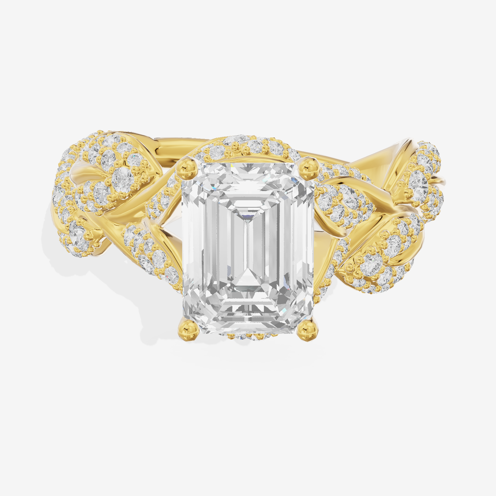Luxe Eversince Emerald Engagement Ring with Side Stones (1/2 ct. tw.) in 14K Yellow Gold