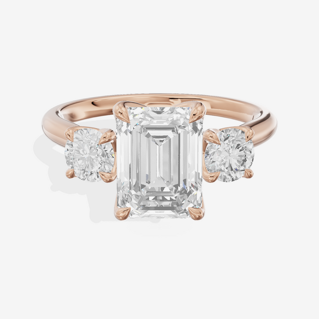Eternal Sincere Three Stone Emerald Engagement Ring (1/2 ct. tw.) in 14K Rose Gold