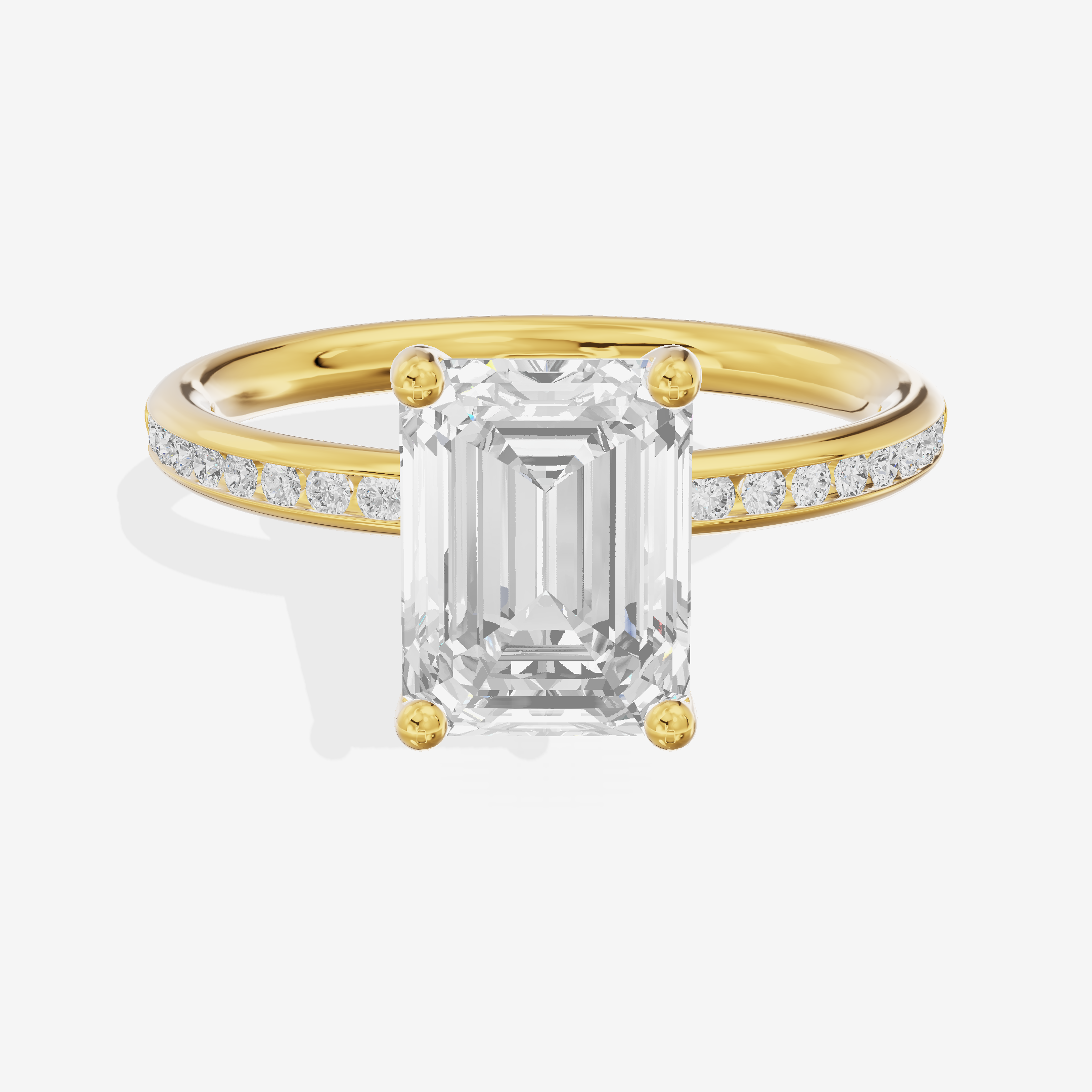 Classic Trellise Emerald Engagement Ring with Side Stones (1/8 ct. tw.) in 18K Yellow Gold