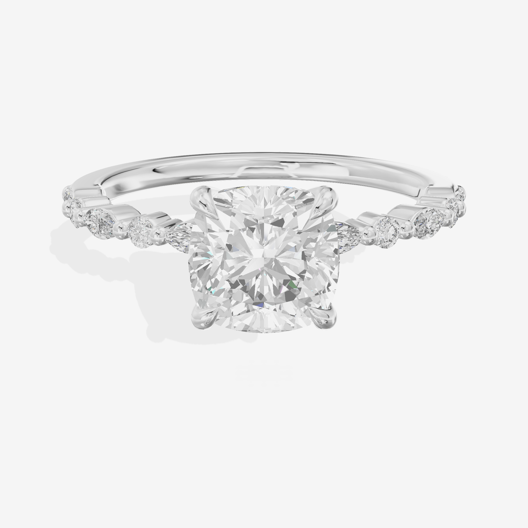 Classic Halcyon Cushion Engagement Ring with Side Stones (1/4 ct. tw.) in Platinum