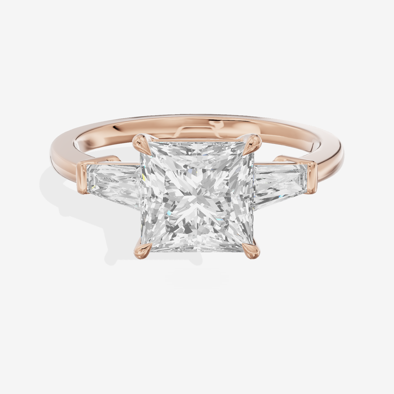 Vintage Coeurine Three Stone Princess Engagement Ring (1/2 ct. tw.) in 18K Rose Gold