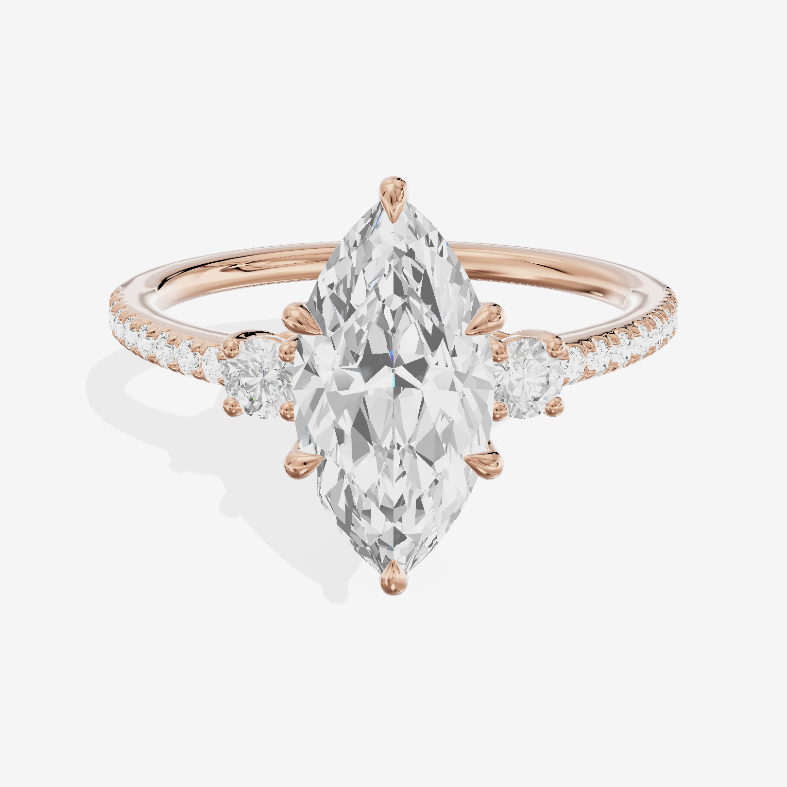 Mirth Three Stone Marquise Engagement Ring (1/4 ct. tw.) in 18K Rose Gold