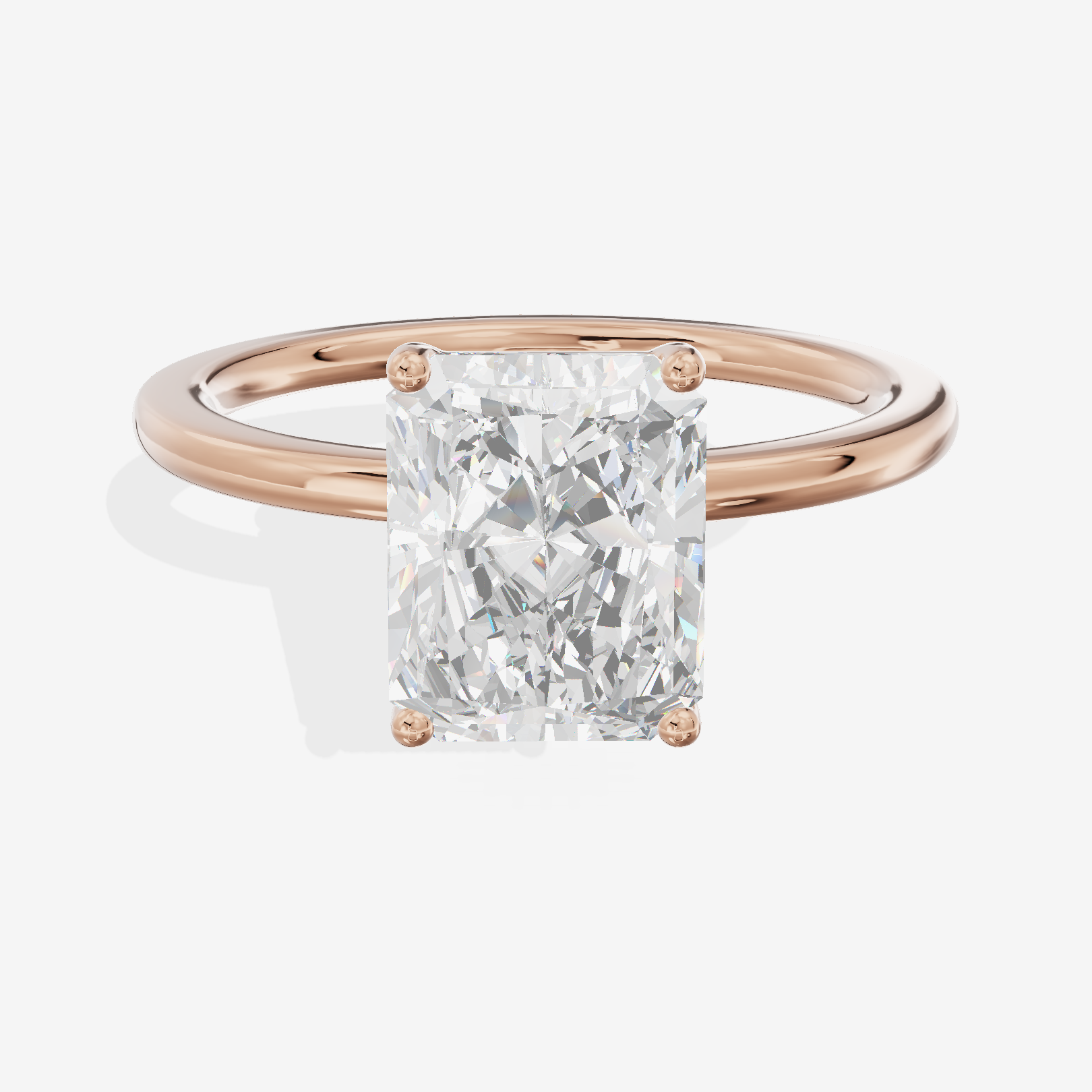Eversince 1.4mm Radiant Solitaire Engagement Ring in 18K Rose Gold