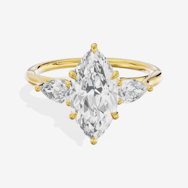 Luxe Sincere Three Stone Marquise Engagement Ring (2/5 ct. tw.) in 14K Yellow Gold