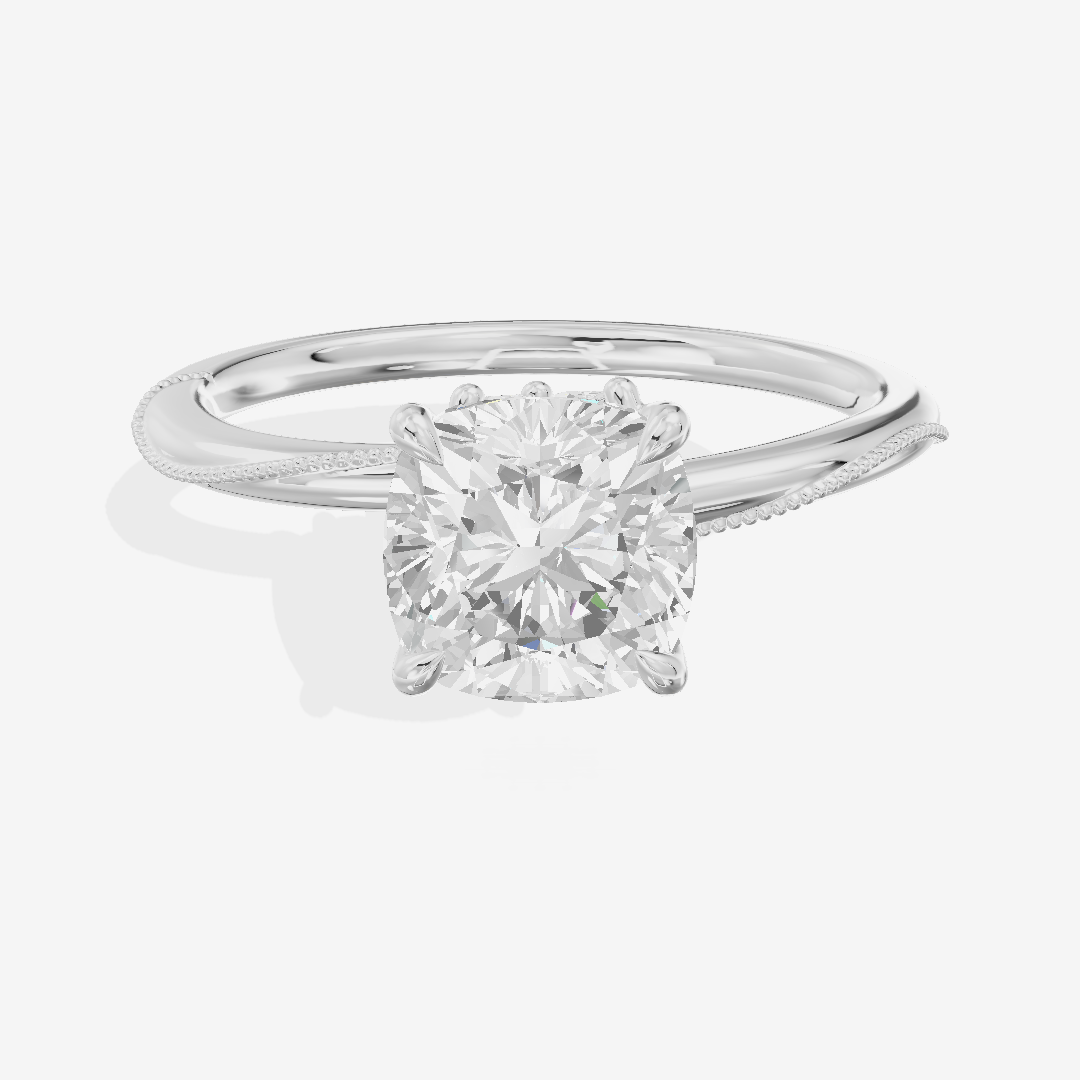 Vintage Coeurine Cushion Engagement Ring (1/10 ct. tw.) in 18K White Gold