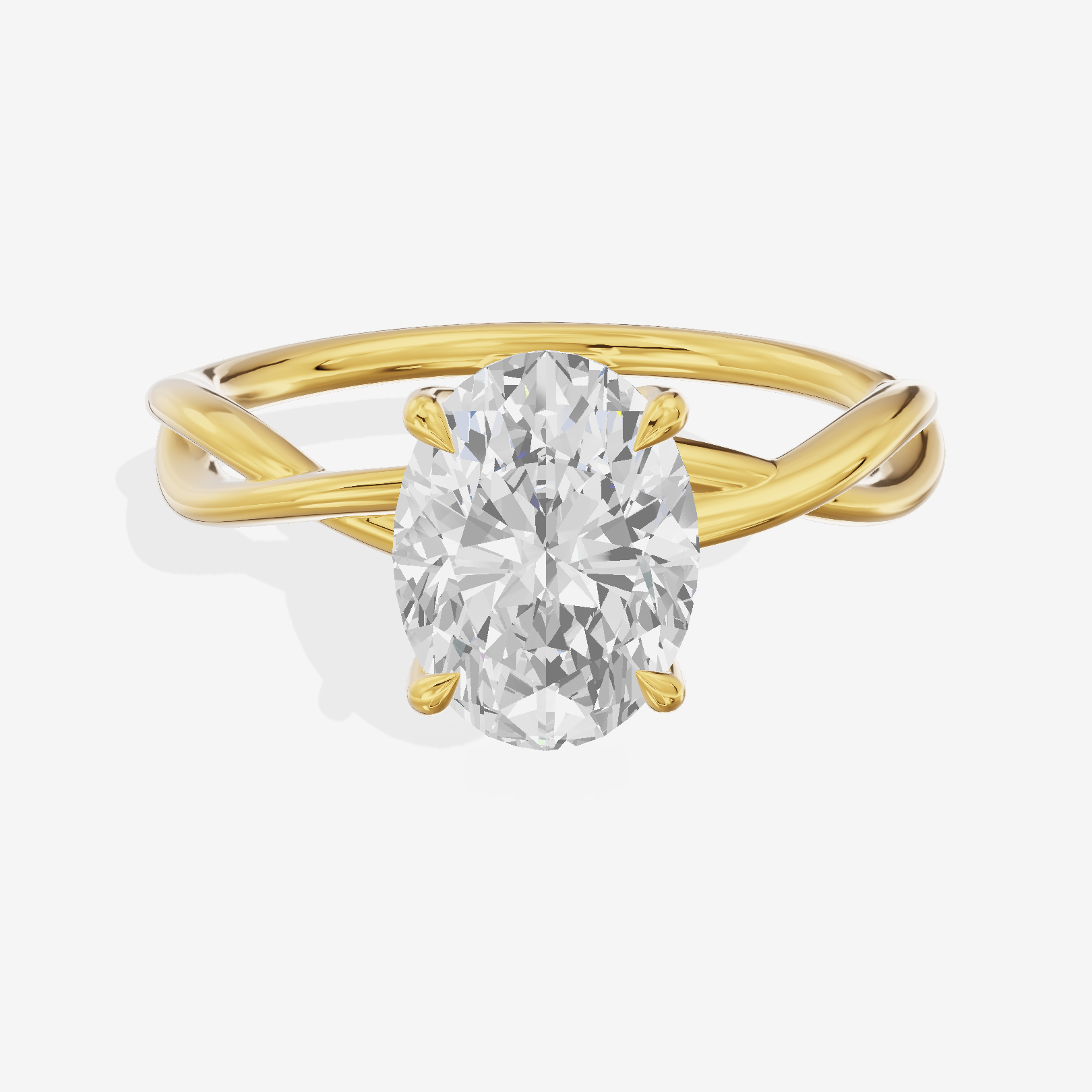 Twined Sincere Oval Twisted Engagement Ring in 18K Yellow Gold