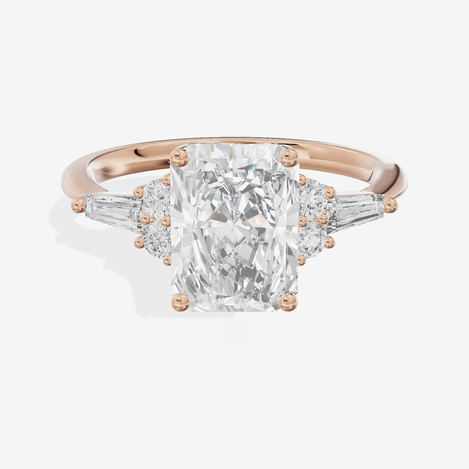 Grand Liviana Radiant Engagement Ring with Side Stones (1/10 ct. tw.) in 18K Rose Gold
